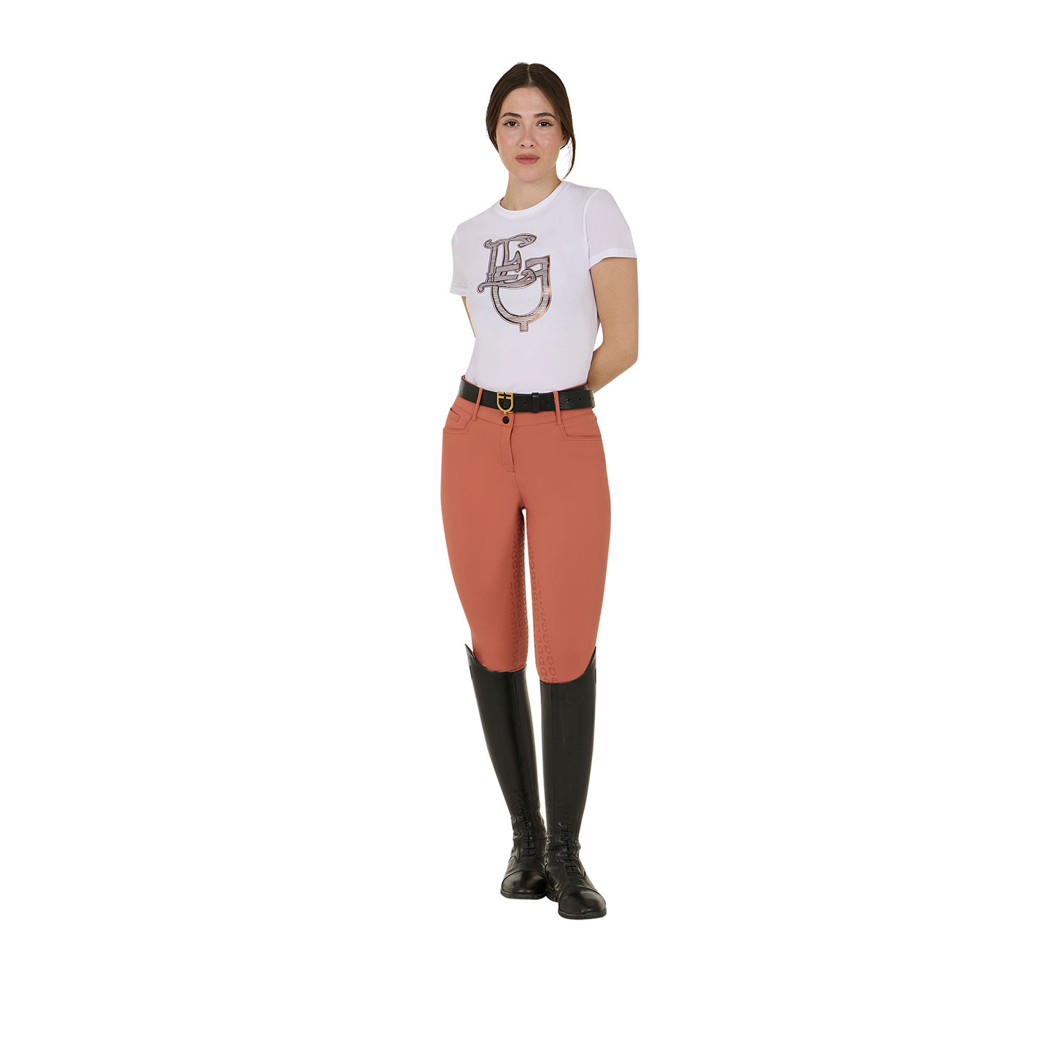 Damen-Reithose High Waist mit Vollbesatz