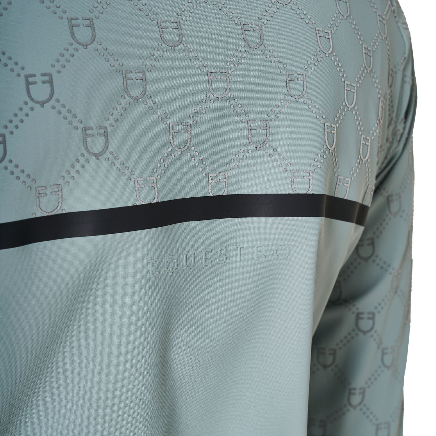 Damen-Trainingspolo langarm mit Monogramm-Print