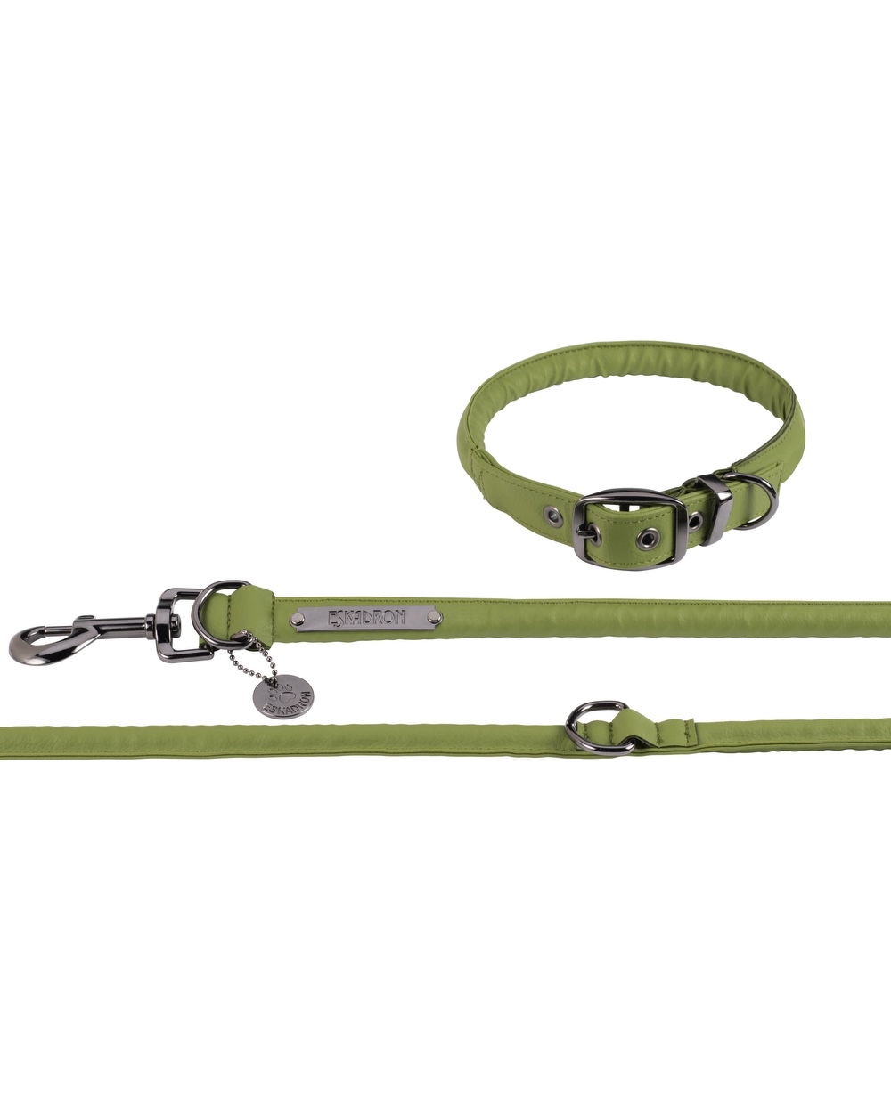 Dog set Faux Leather Platinum in moss green