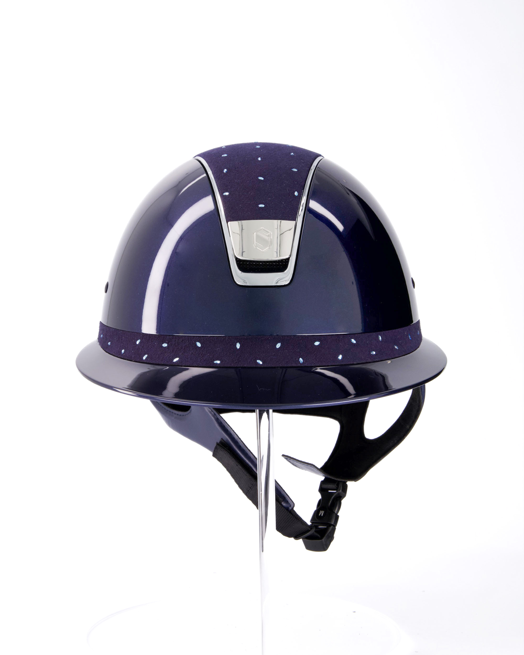 Miss Shield Shadowglossy, Top u. Frontal Band Crystal Comet Light Aquamarine, Trim Chrome Silver, Blason Chrome Silver in blau