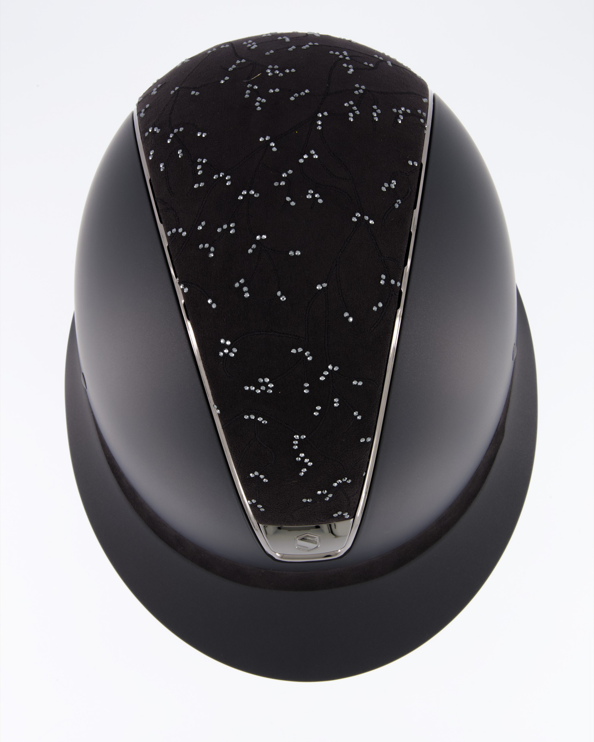 Reithelm Miss Shield Shadowmatt Black, Top Crystal Leaf Black / Alcantara Black, Frontal Band Alcantara Black, Trim Chrome Black, Blason Chrome Black in schwarz