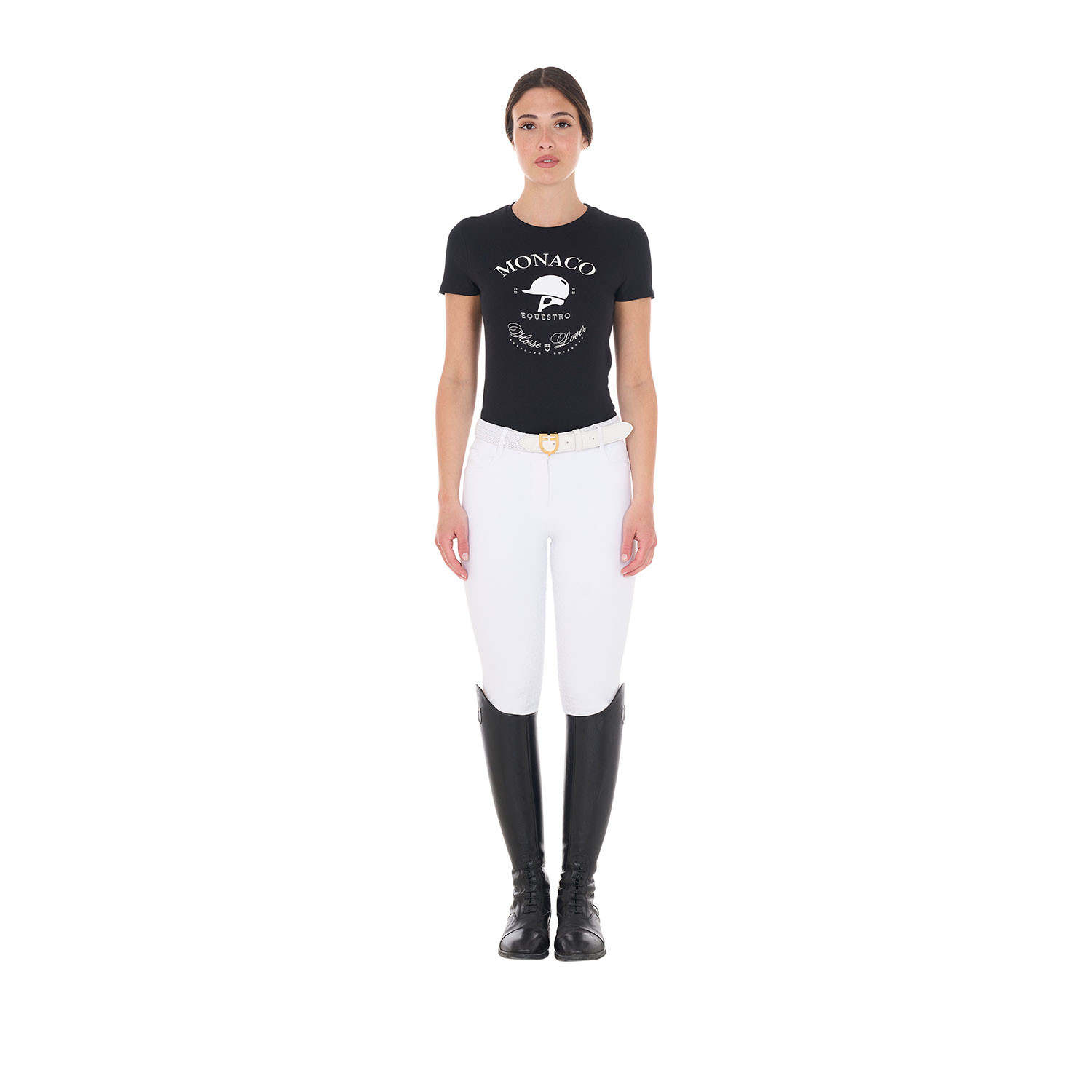Damen-Baumwoll-T-Shirt Monaco mit Strasssteinen