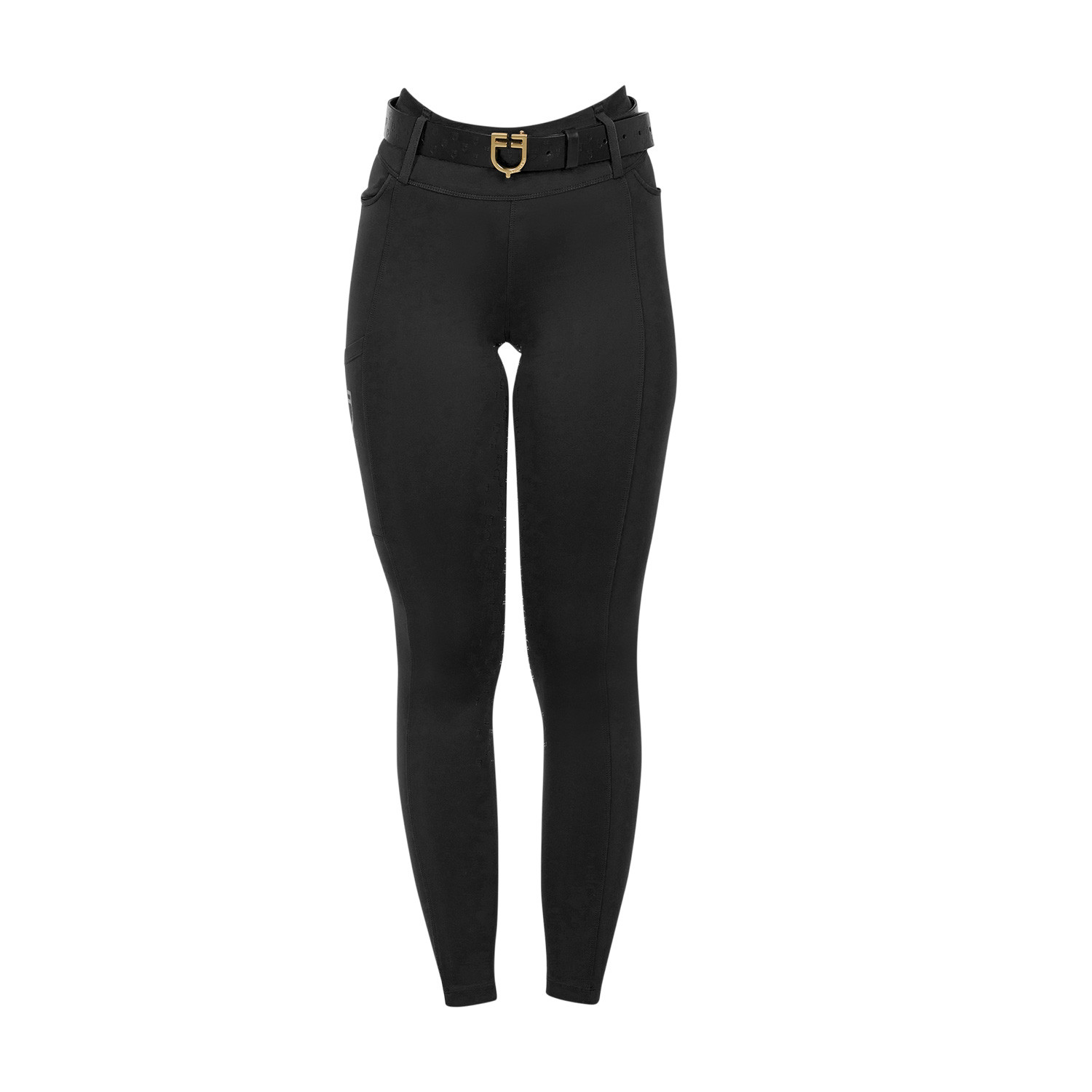 Mädchen-Reitleggings High-Waist Vollbesatz mit Gürtelschlaufen