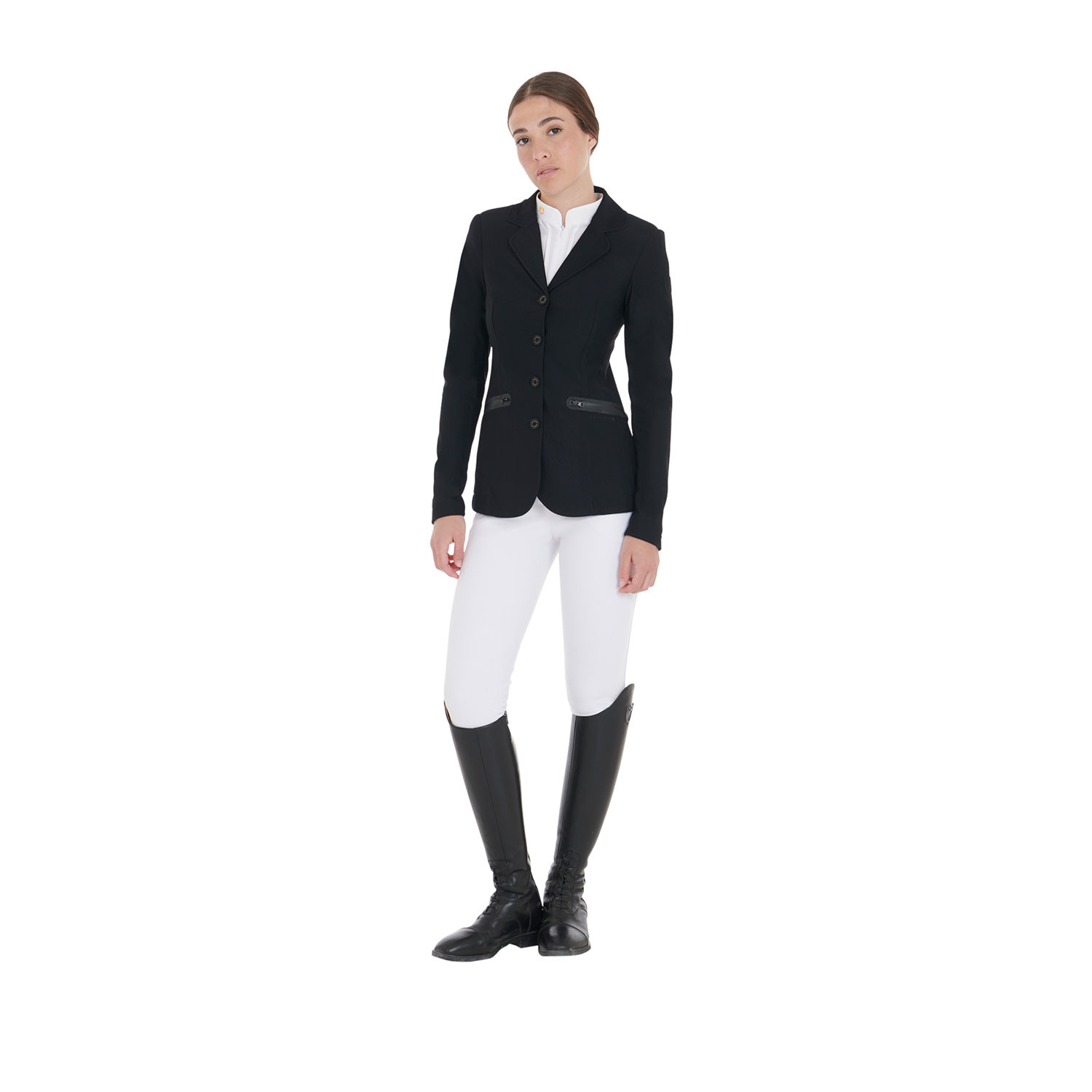 Turnierjacket für Damen mit vier Knöpfen aus perforiertem Stoff