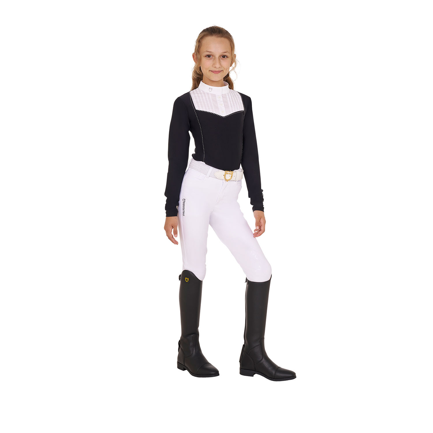 Polo de concours fille coupe ajustée avec strass