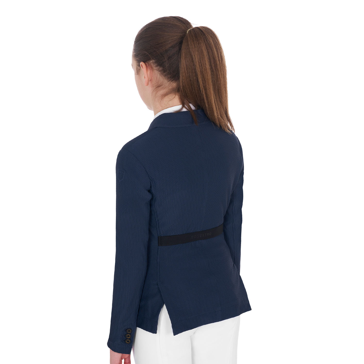 Mädchen-Turnierjacke mit drei Knöpfen aus perforiertem Gewebe