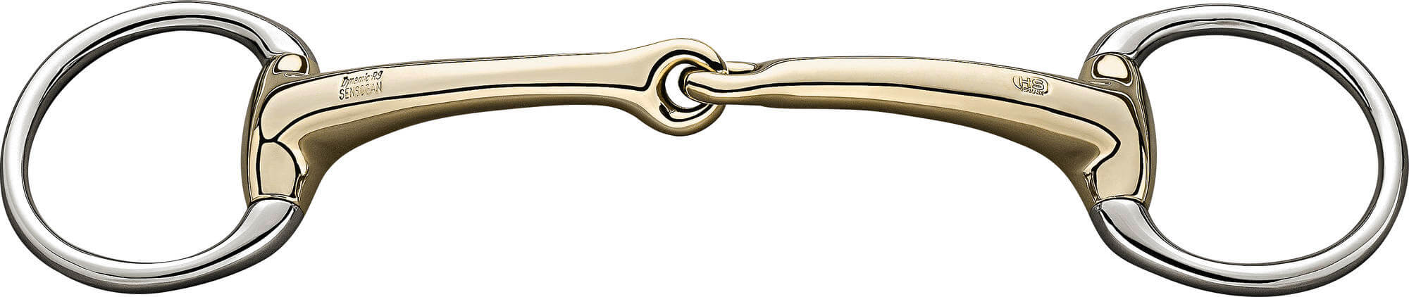 Snaffle bit olive head Dynamic RS Sensogan, single broken, 14 mm