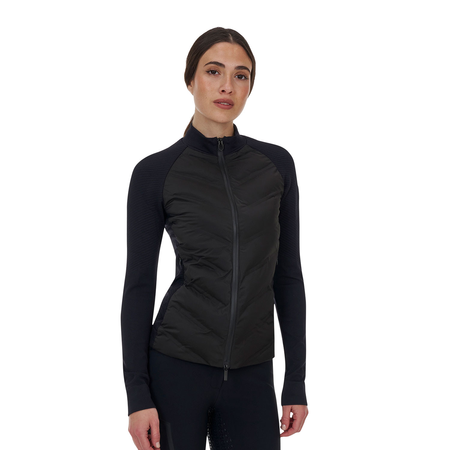 Damen RIDERTECHNOLOGY Hybrid-Steppjacke Nylon+Strick mit durchgehendem Reißverschluss