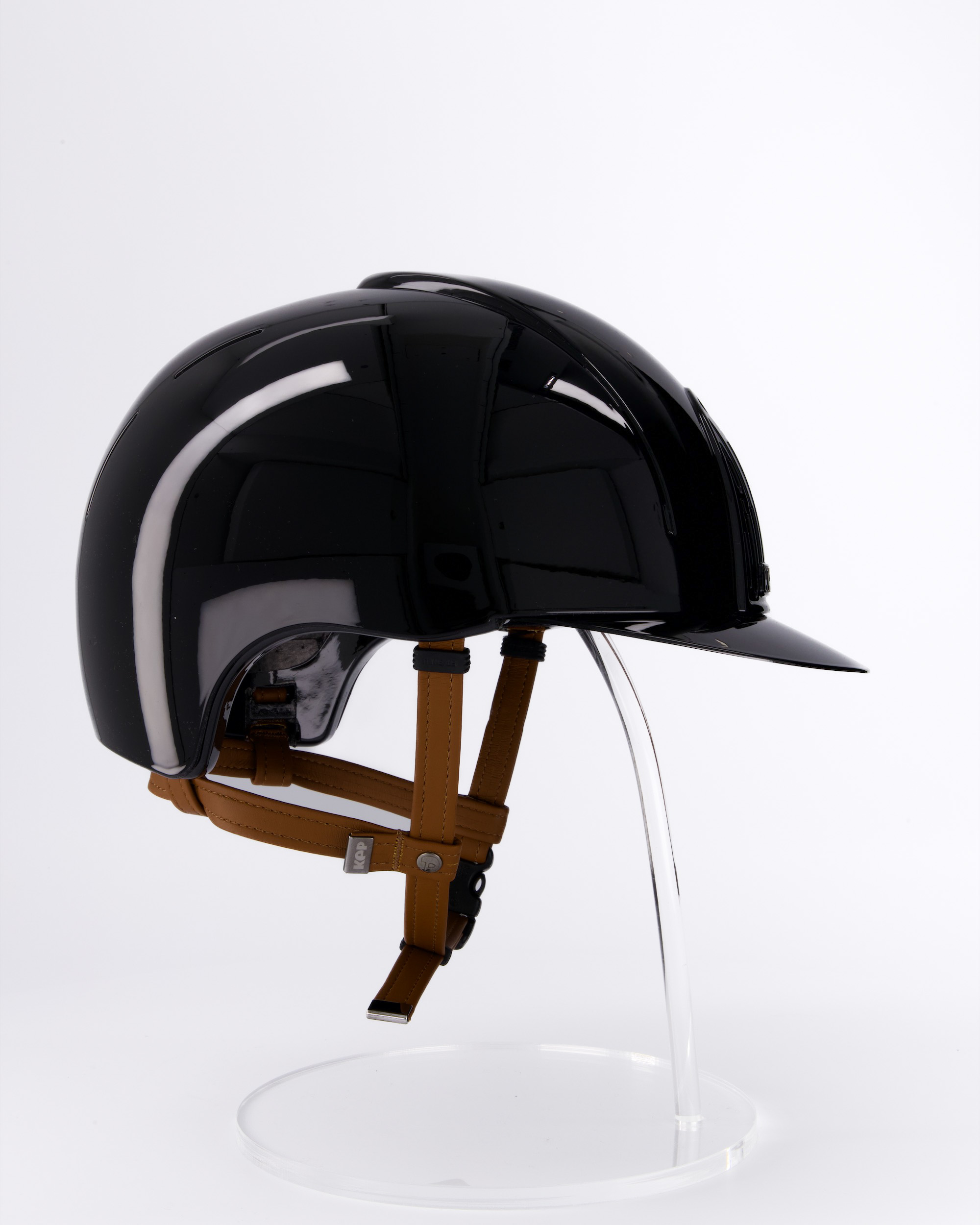 Riding helmet Cromo ABS Cromo Smart Polish in black with beige chin strap