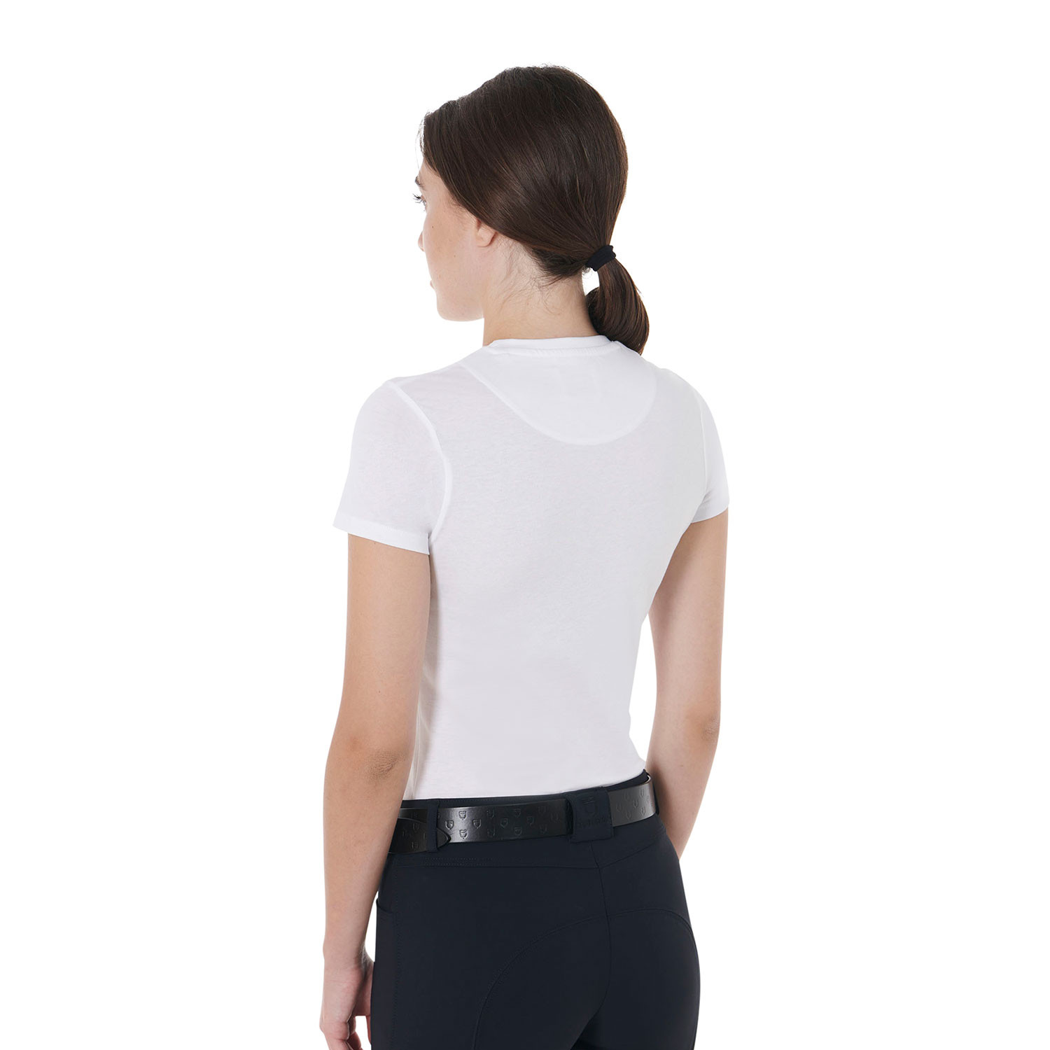 Schmal geschnittenes Damen-Baumwoll-T-Shirt mit Jump-Print