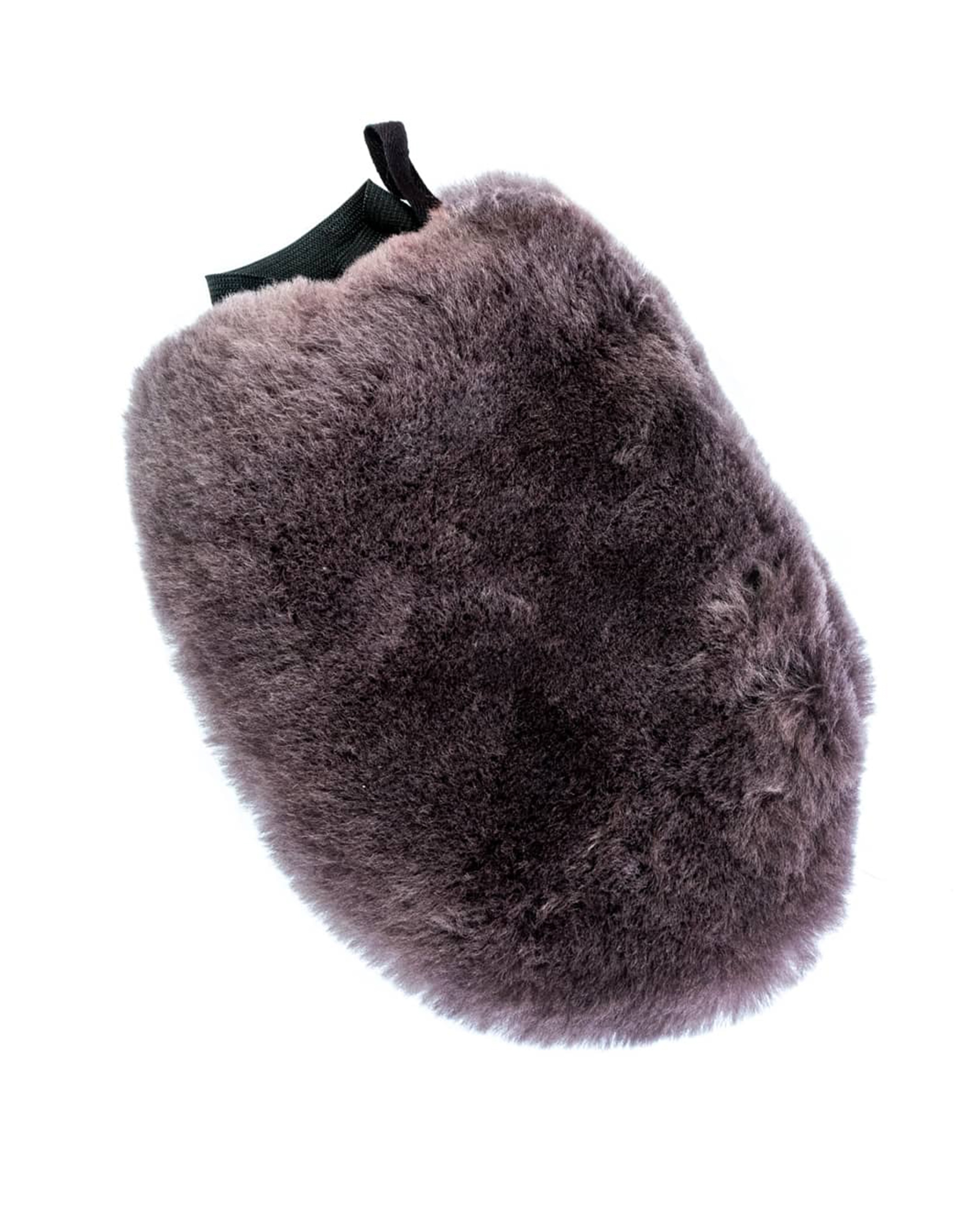 Fur glove in black/grey