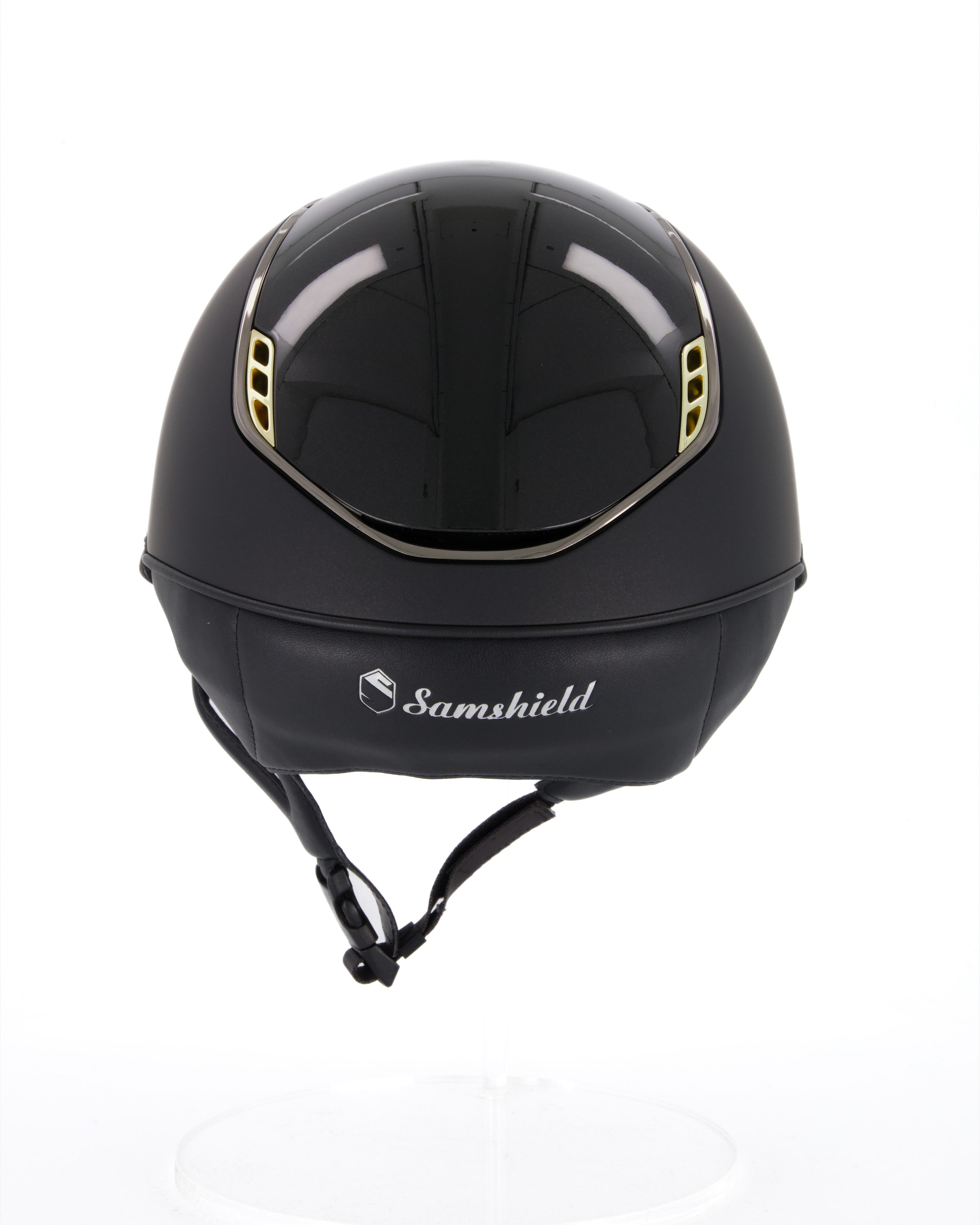 Reithelm 2.0 Miss Shield Shadowmatt black, Top Shadowglossy,Frontal Band Night Pearl, Trim Chrome Black, Blason Chrome Gold