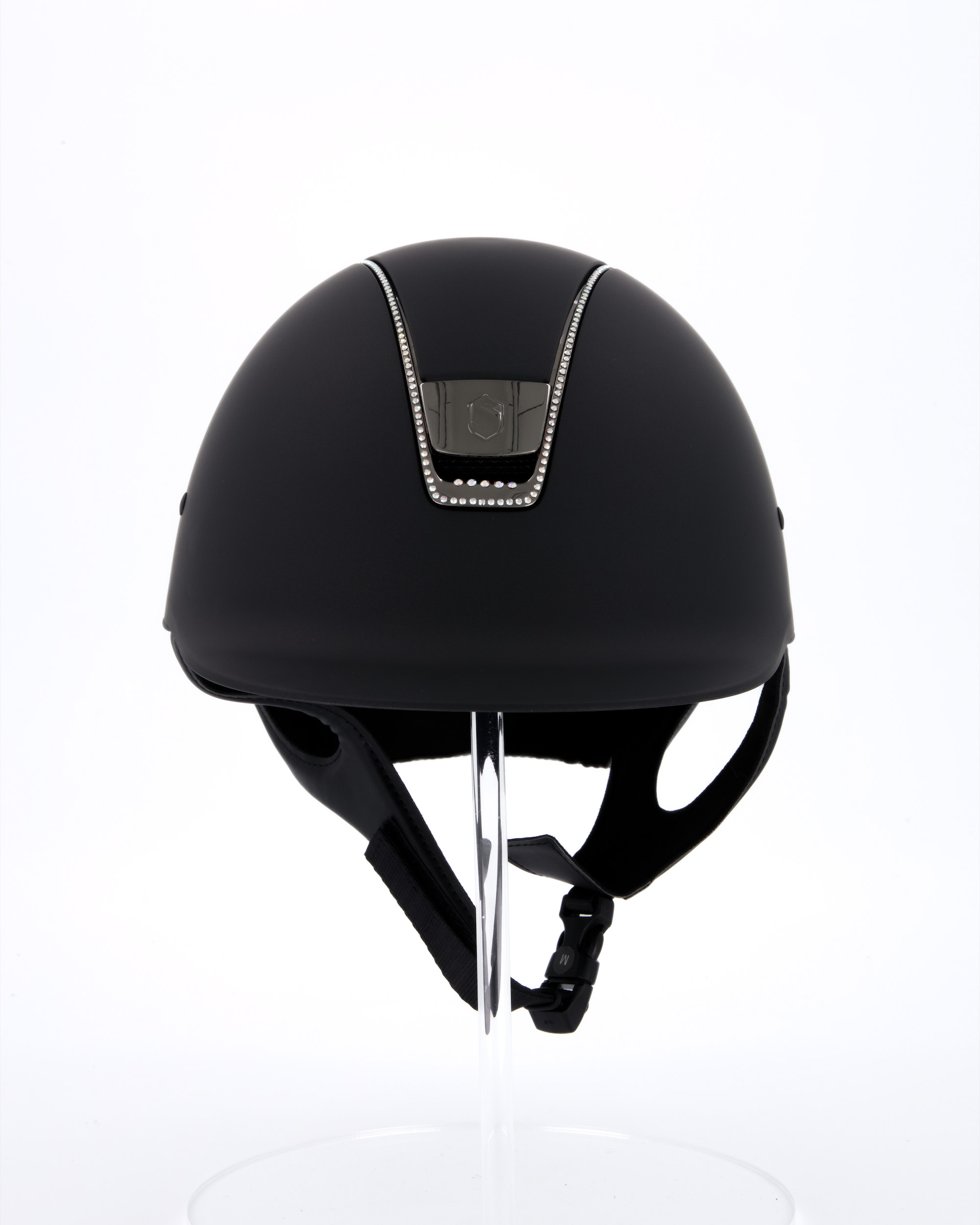 Riding helmet Shadowmatt Chrome black with 255 Swarovski stones Holographic in black