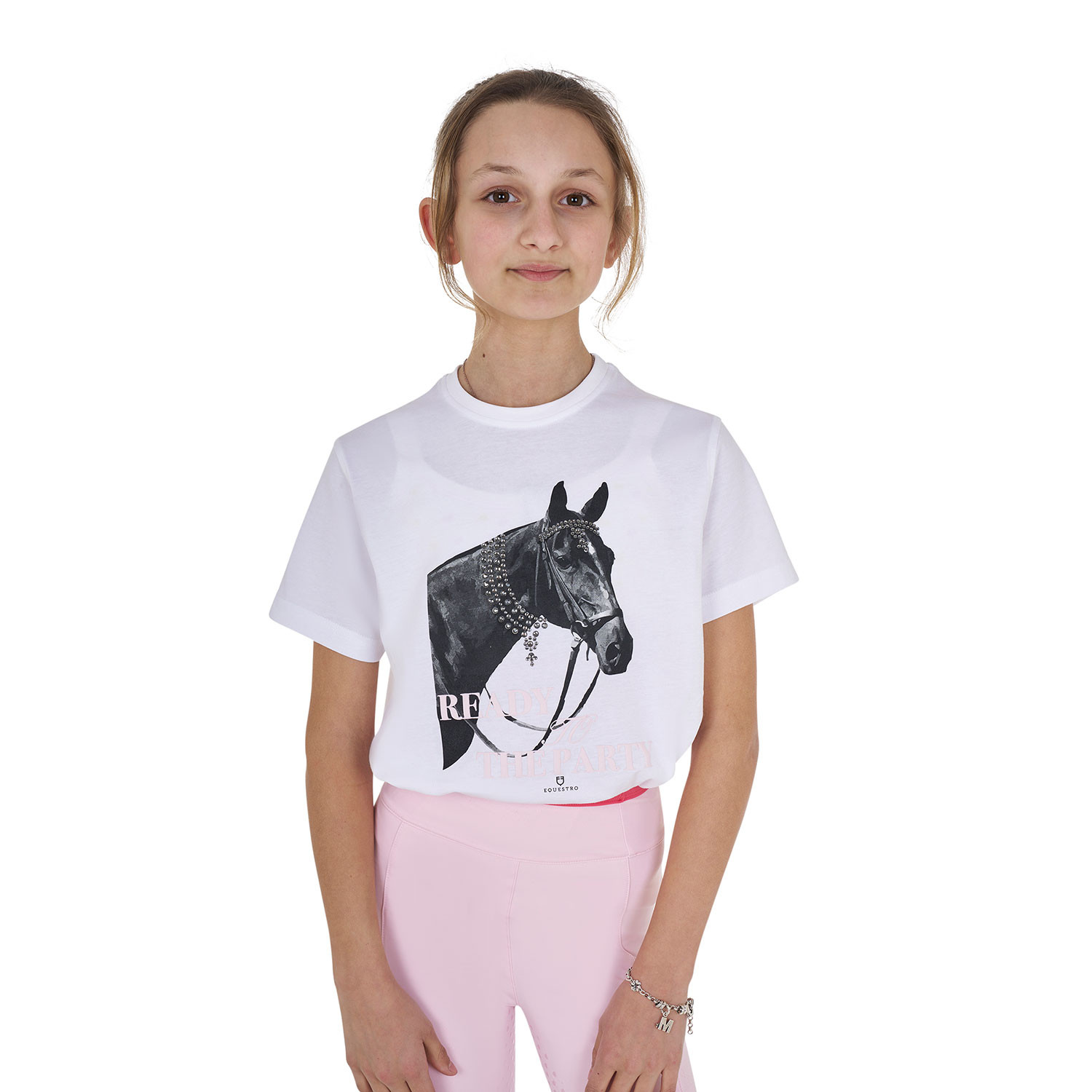 Mädchen-Baumwoll-T-Shirt Ready To The Party mit Strasssteinen