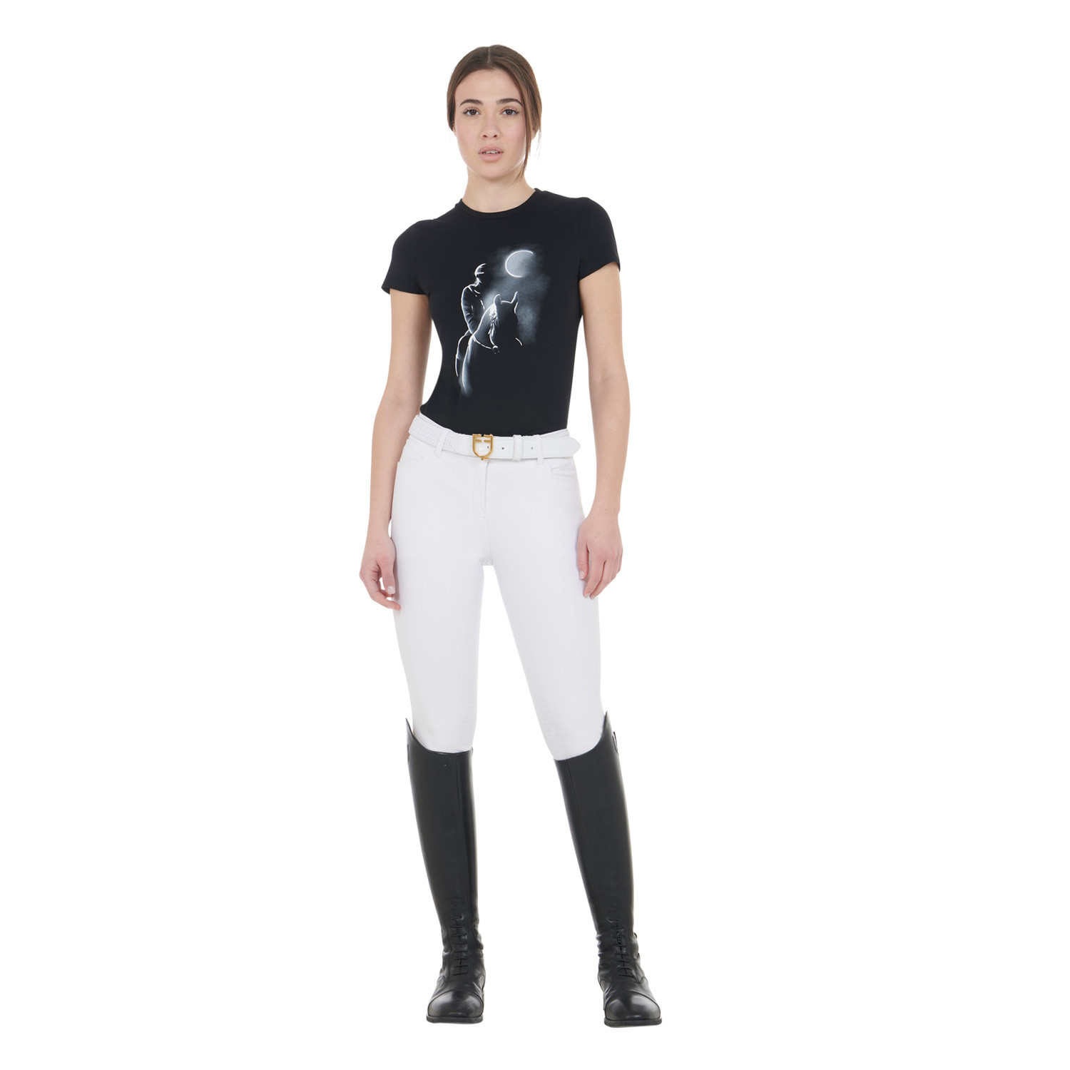 Tailliertes T-Shirt mit Moonlight-Print
