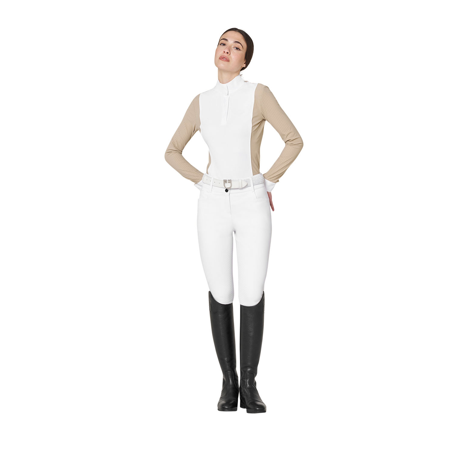 Perforiertes langärmliges Damen-Turnierpolo
