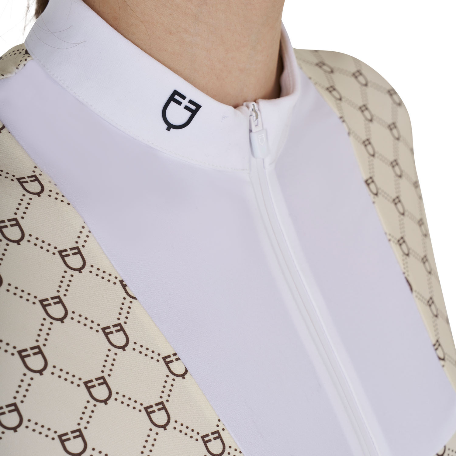Langärmliges Damen-Turnierpolo mit Monogramm-Print
