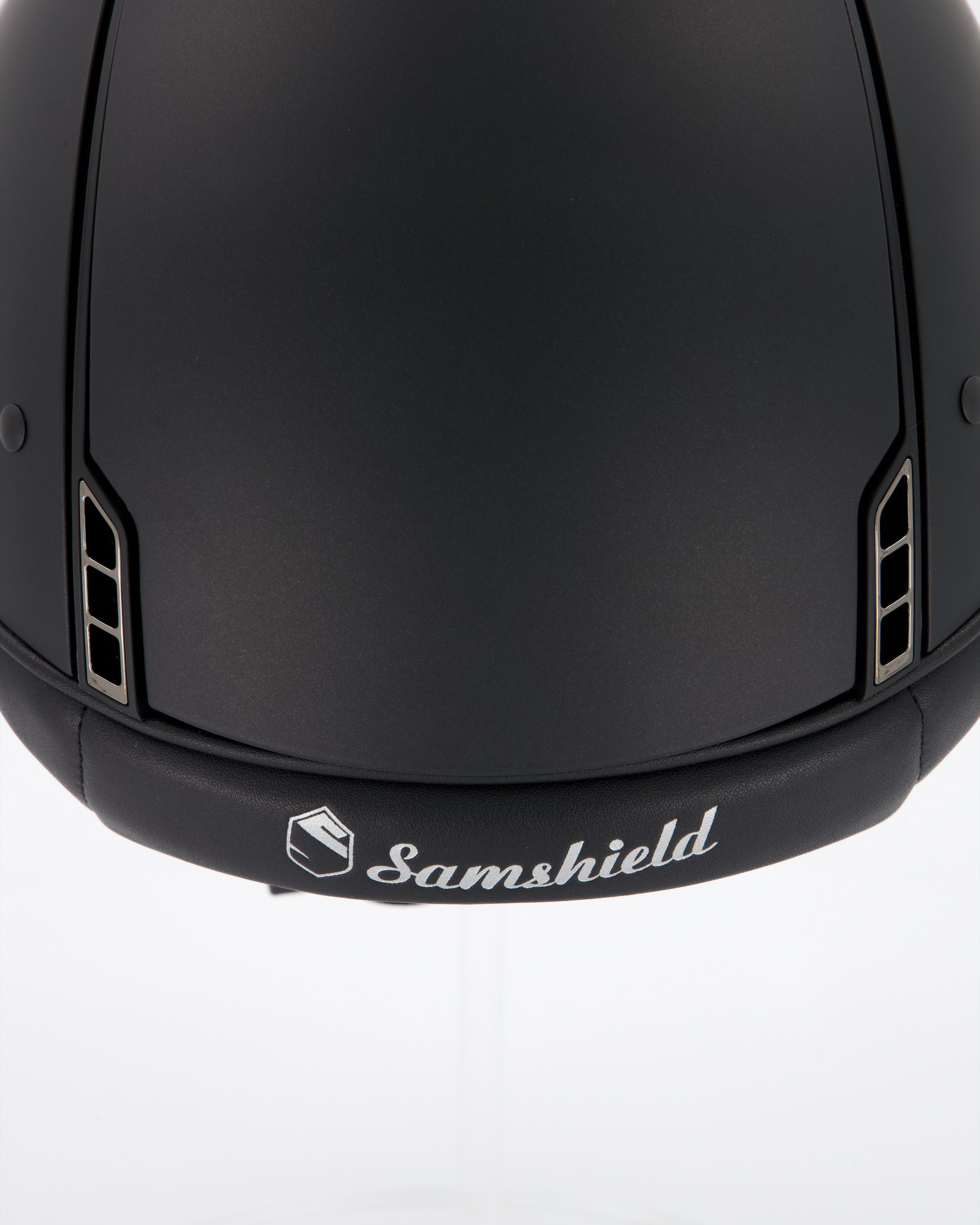 Reithelm Miss Shield Frontal Band Ultra Fine Rock Black, Trim Matt Black, 5 Swarovski Crystal Black, Blason Chrome Black in schwarz