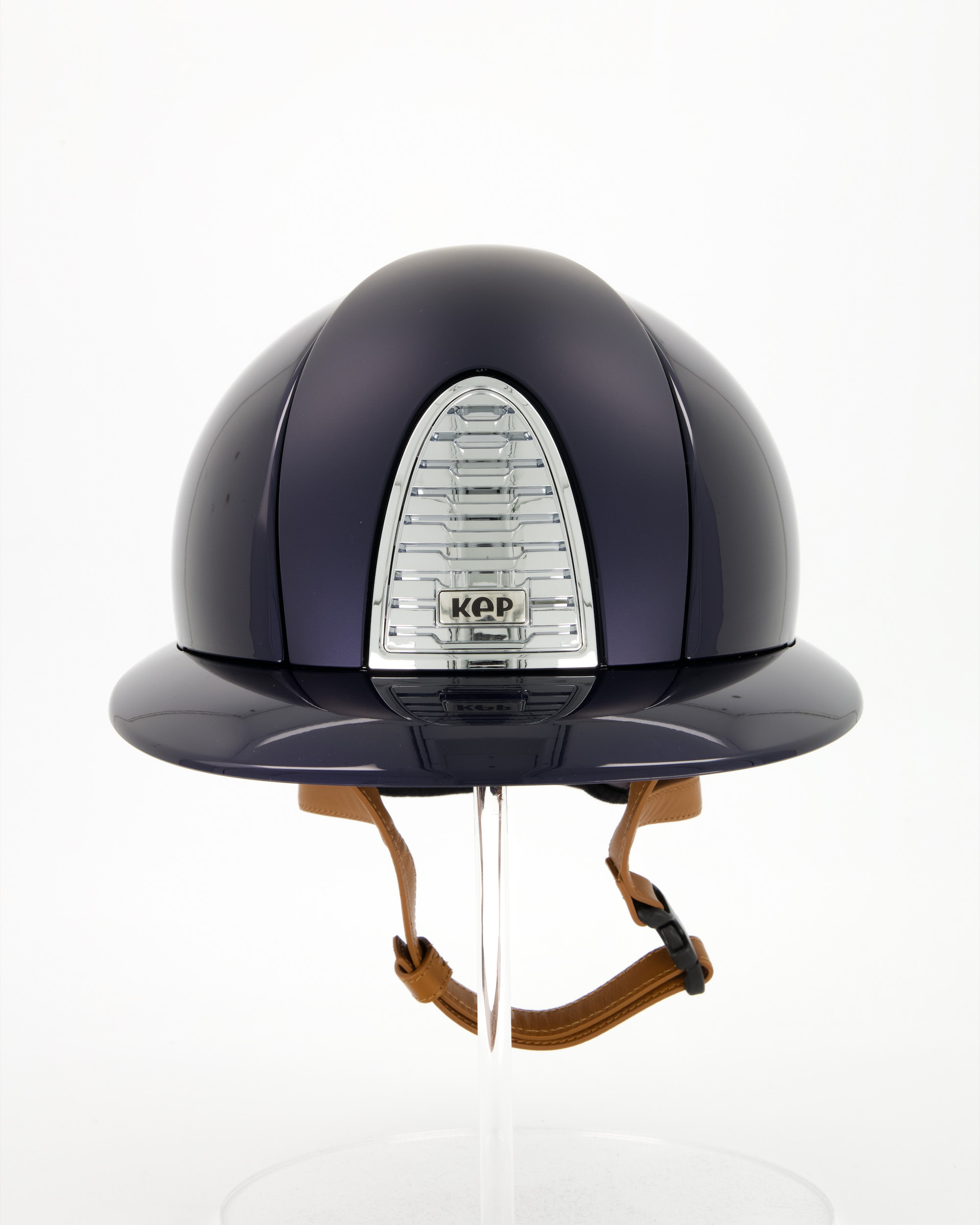 Reithelm Cromo 2.0 Polish/Textile Polo mit beigen Kinnriemen in blau