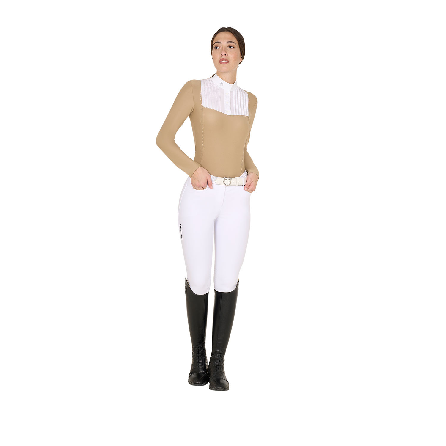 Tailliertes Damen-Turnierpoloshirt mit Strasssteinen