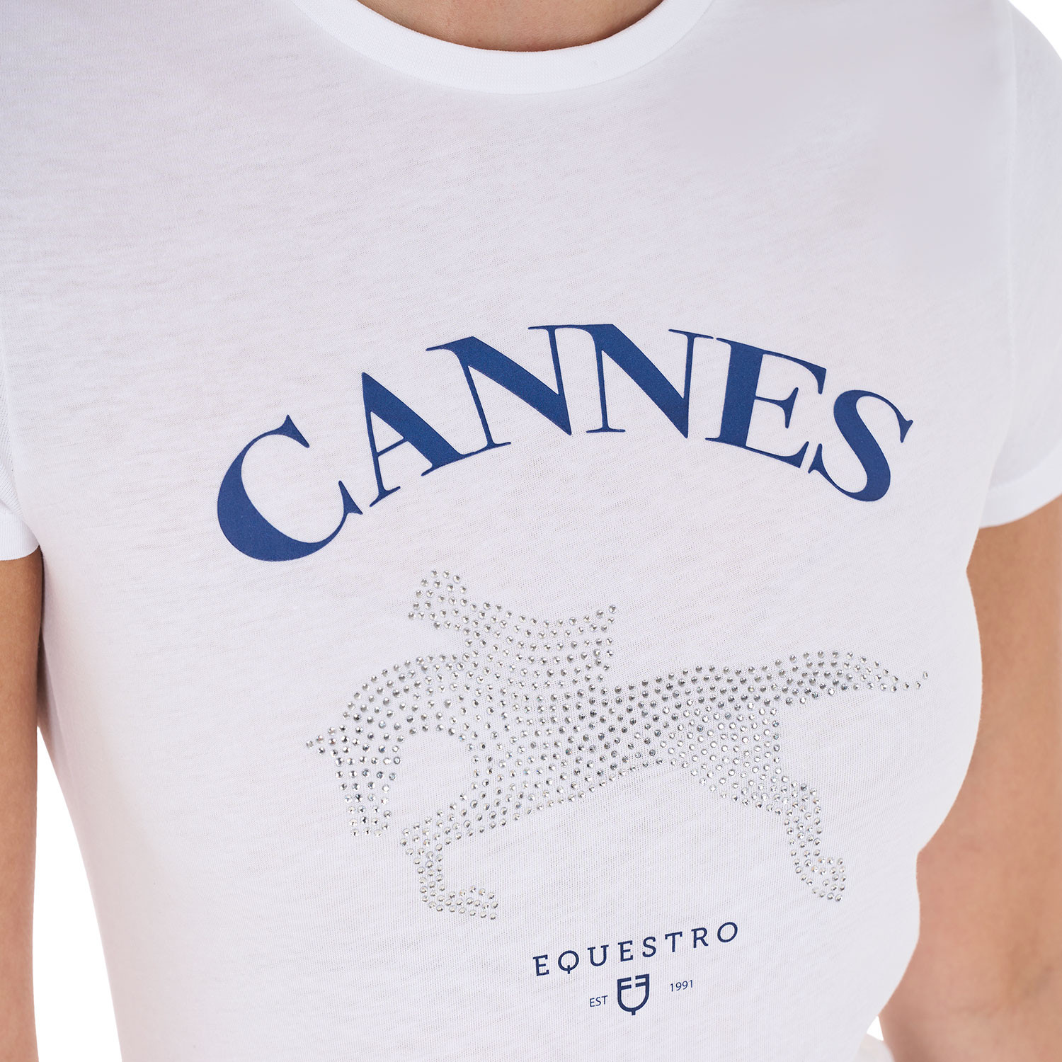 Baumwoll-T-Shirt Cannes für Damen mit Strasssteinen