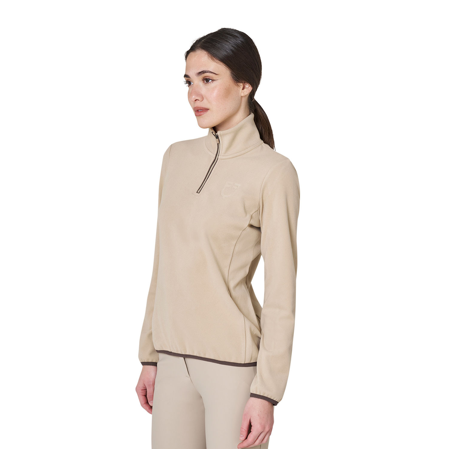 Damen-Fleece-Sweatshirt mit hohem Kragen und 3/4-Reißverschluss