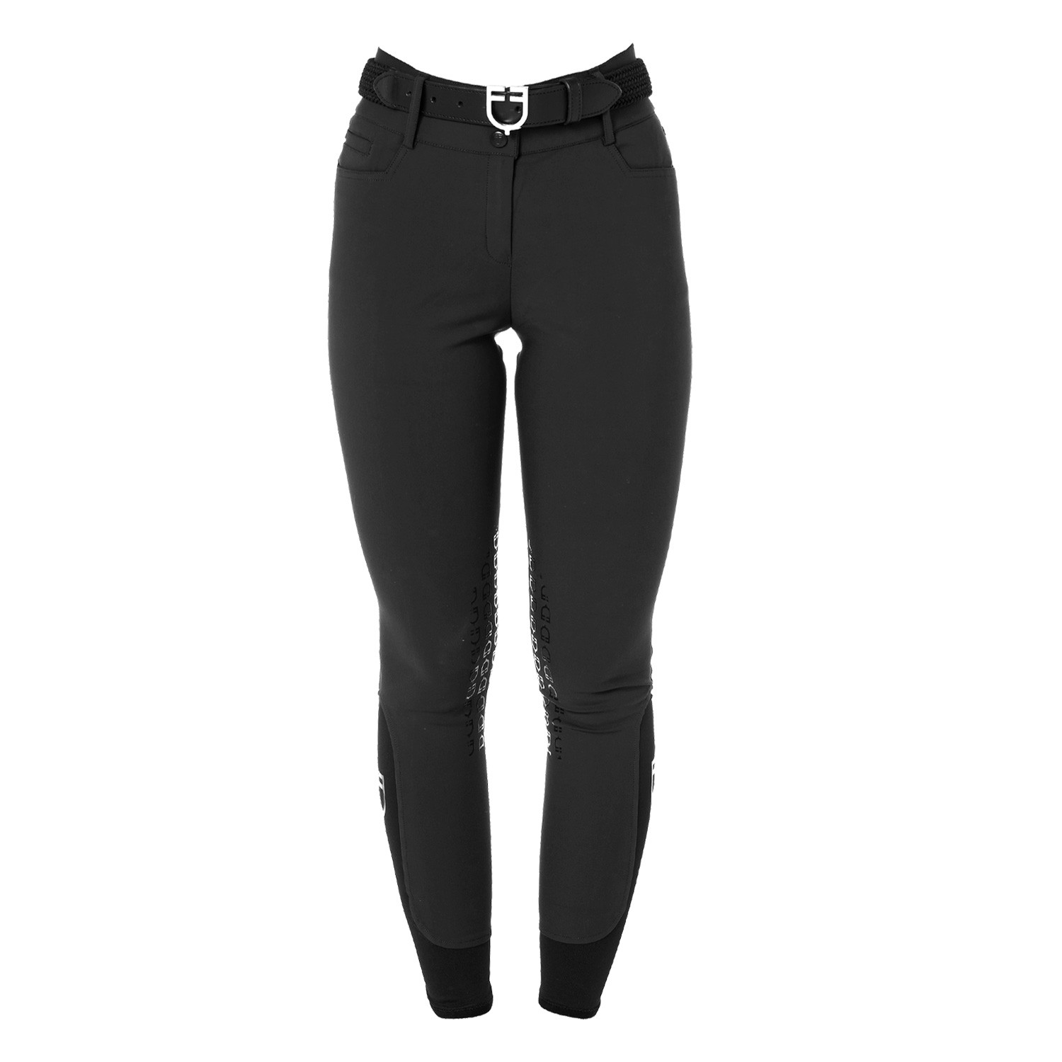 Damen-Reithose mit hohem Bund, Kniebesatz und Fleecefutter