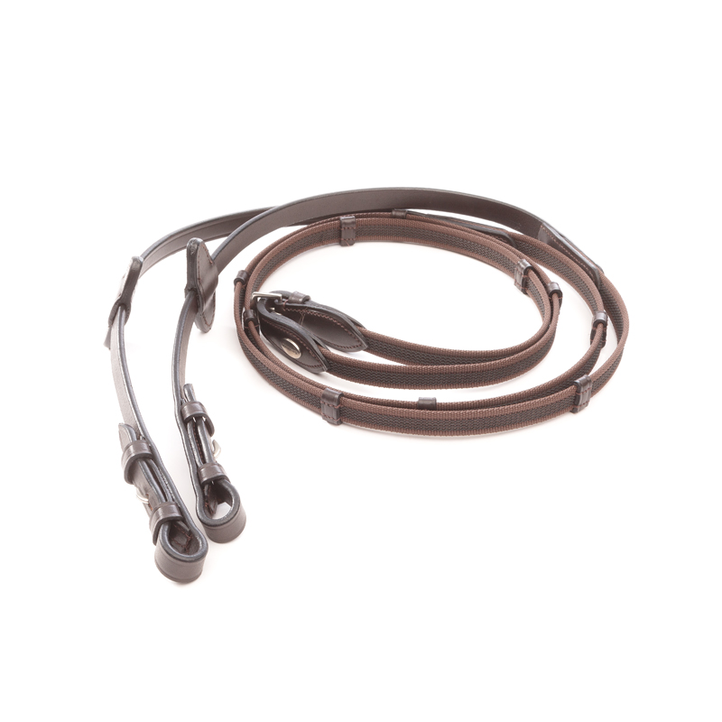 Rubberised reins with bridle hook - 16mm - 5pcs.