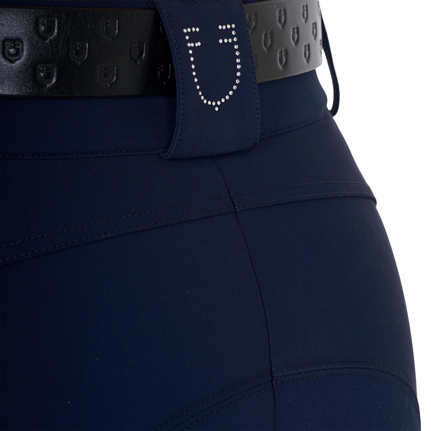 Dames rijbroek met hoge taille en strasslogo