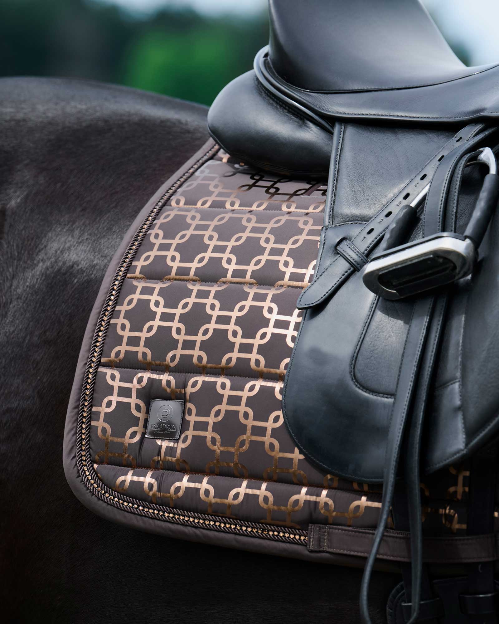 Saddle pad Glossy Chain Crystal Platinum
