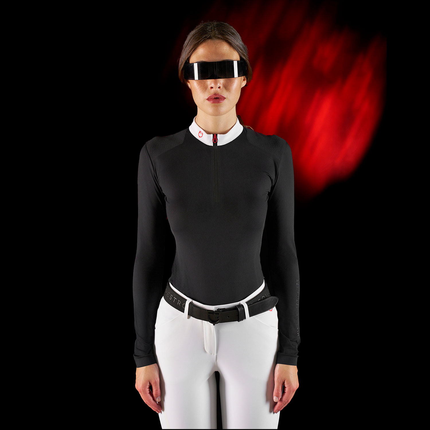 Ridertechnology Turnier-Polo-Shirt Langarm mit Reißverschluss