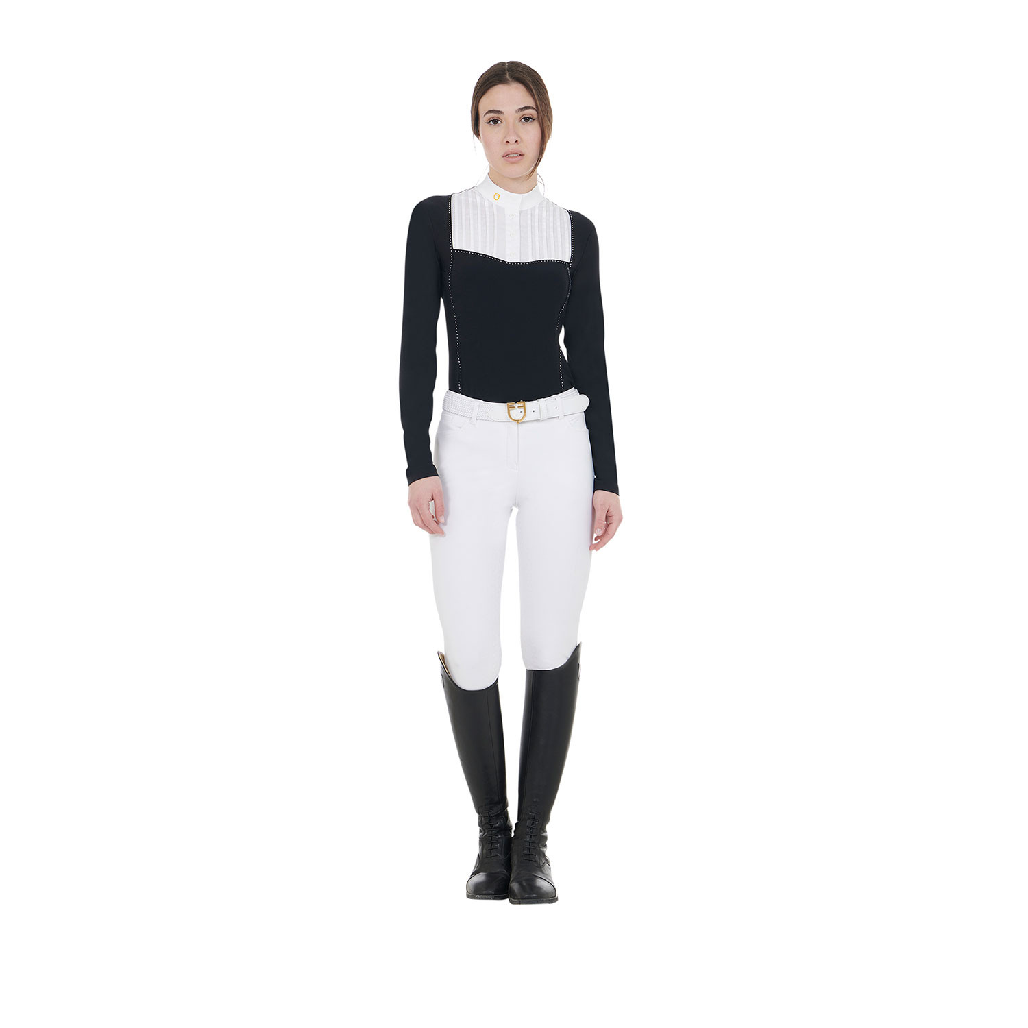 Tailliertes Damen-Turnierpoloshirt mit Strasssteinen
