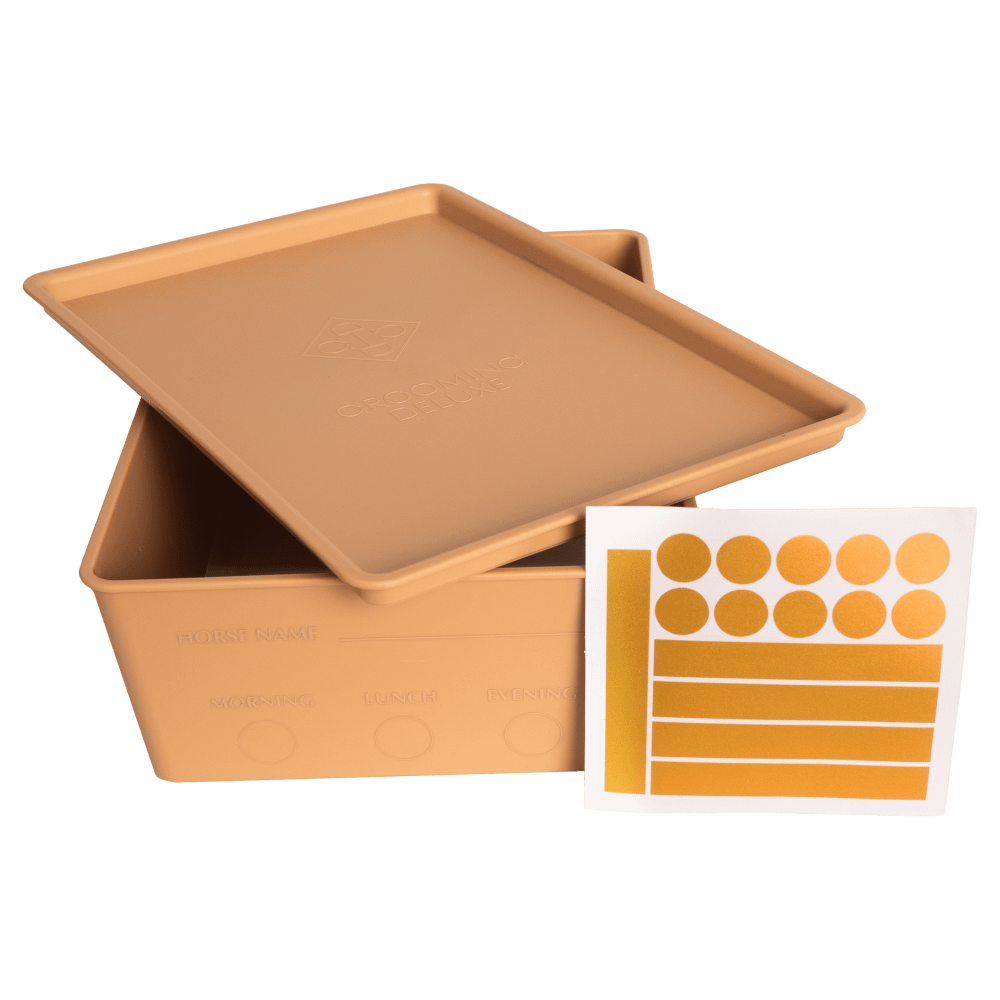 Feed box for horses with lid