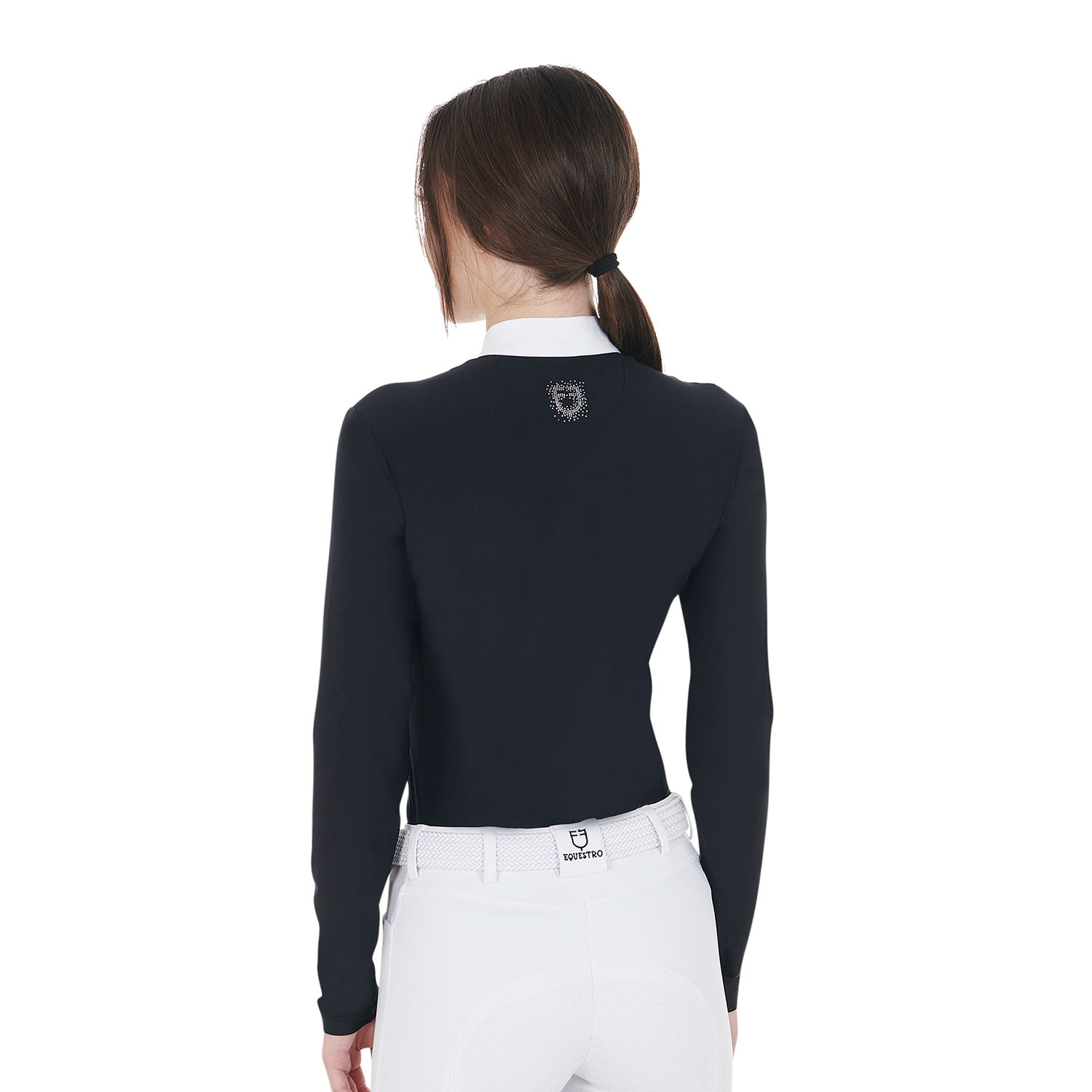 Tailliertes Damen-Turnierpoloshirt mit Strasssteinen
