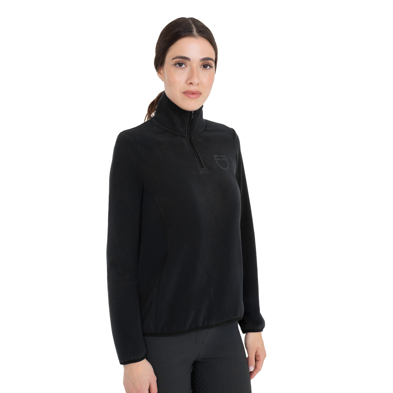 Damen-Fleece-Sweatshirt mit hohem Kragen und 3/4-Reißverschluss