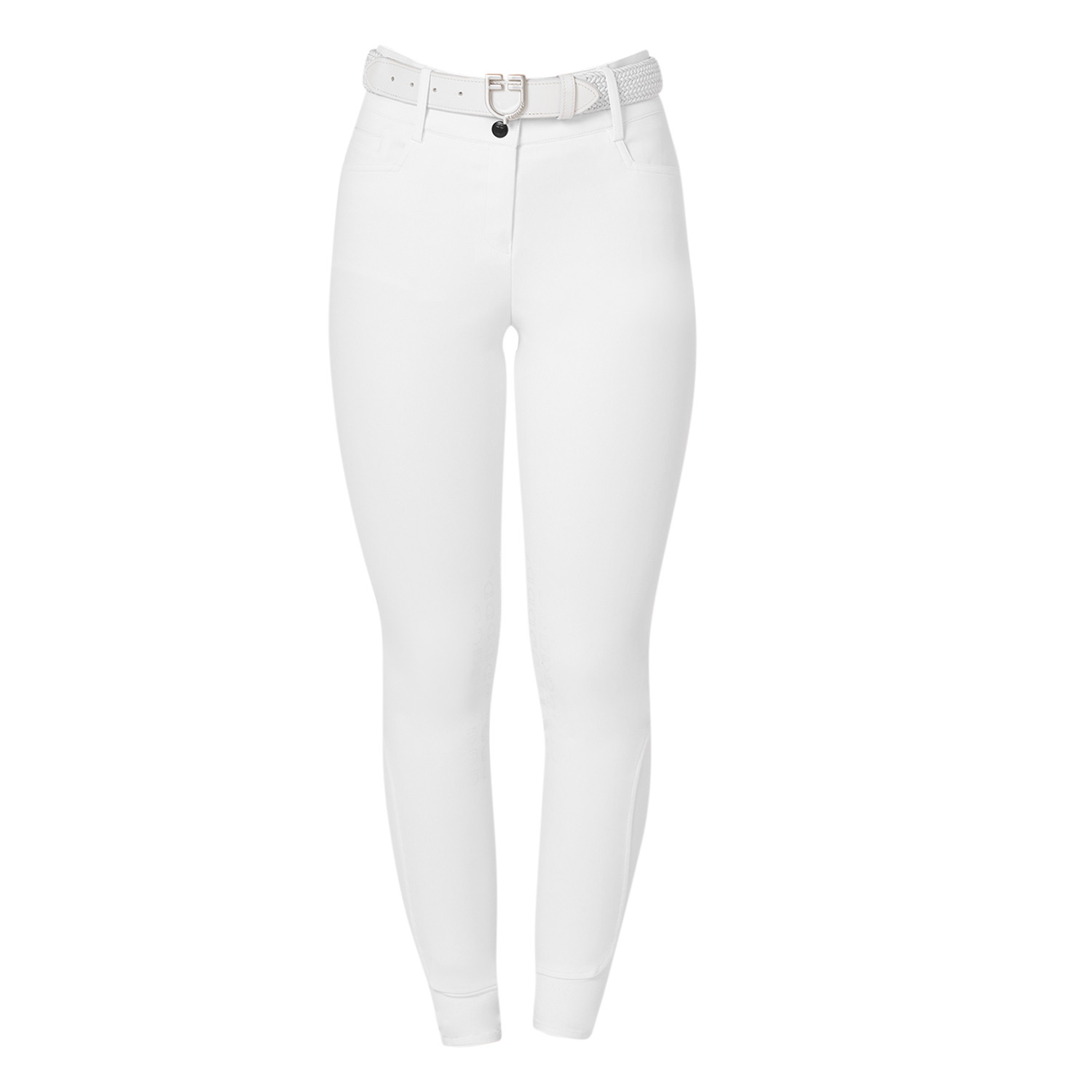 Damen-Reithose mit hohem Bund, Kniebesatz und Fleecefutter