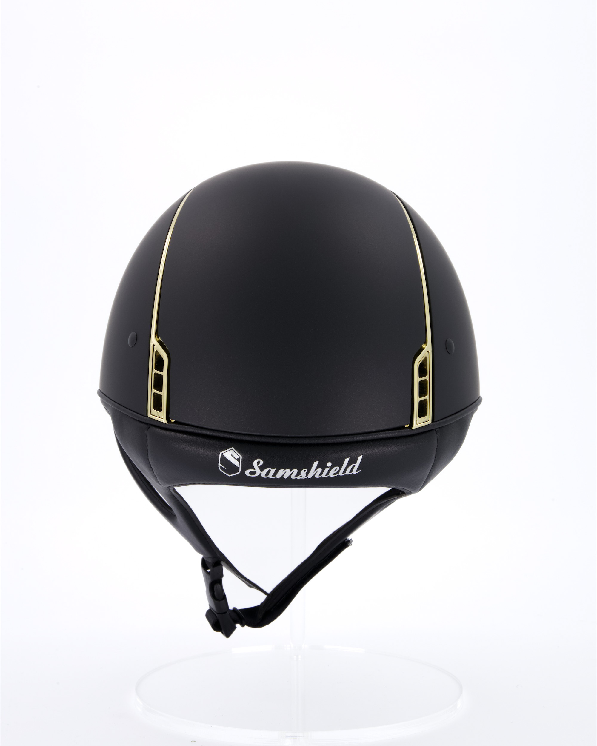 Riding helmet Shadowmatt Black Chrome Gold Blason Crystal Fabric Gold in black