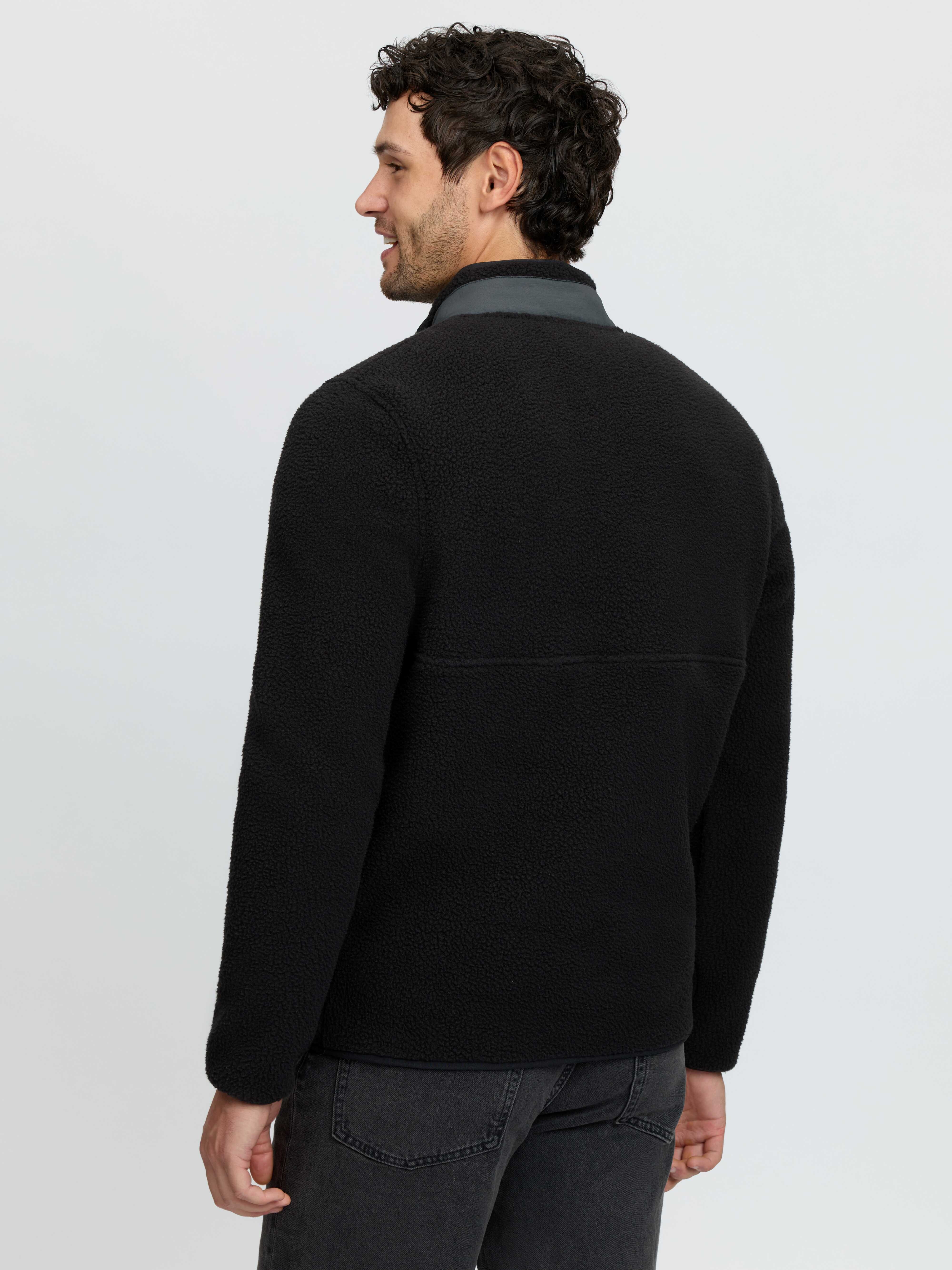 Herren Teddyfell Pullover mit halbem Reißverschluss