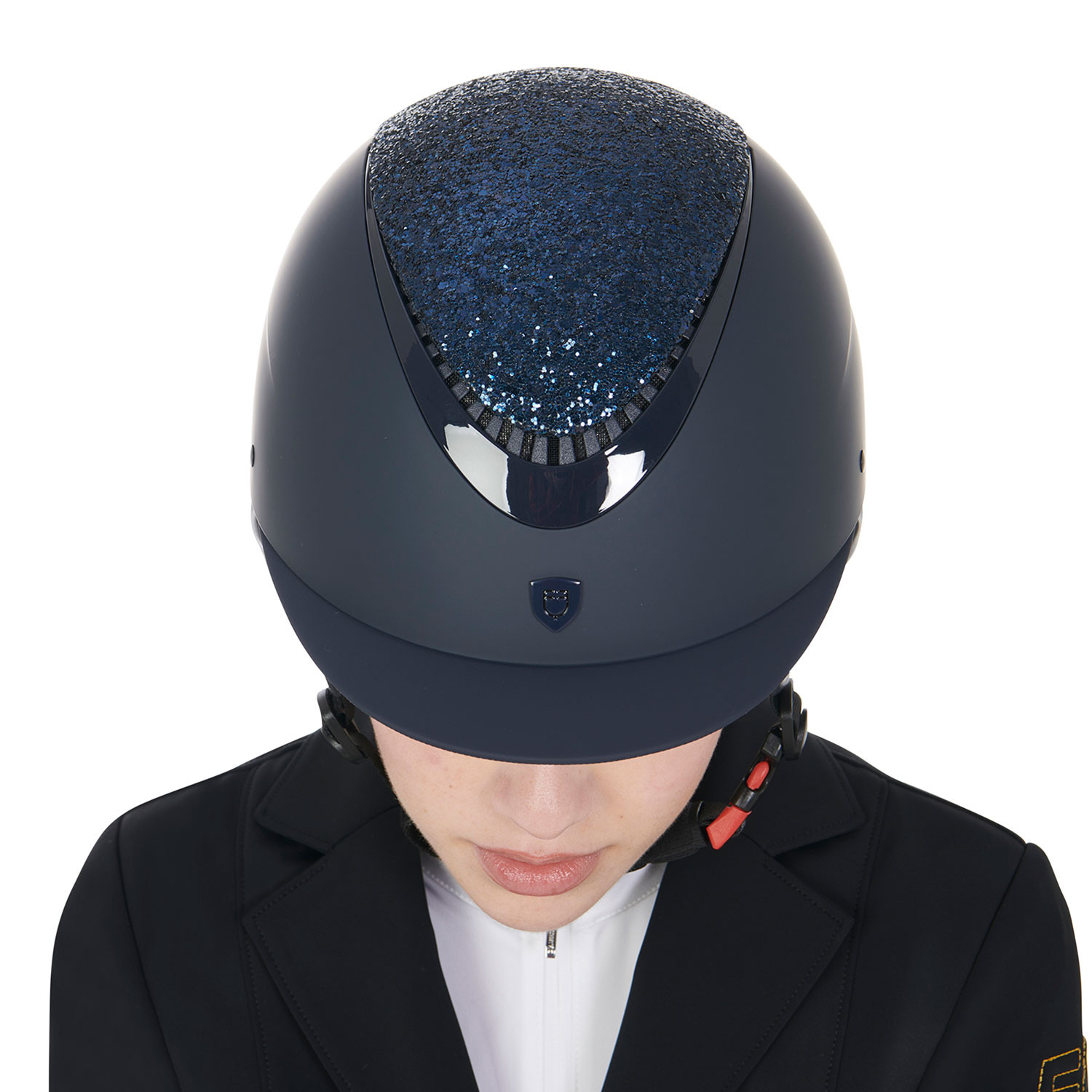 Helm mit schmalem Visier und Strasssteinen, EN 1384-2023