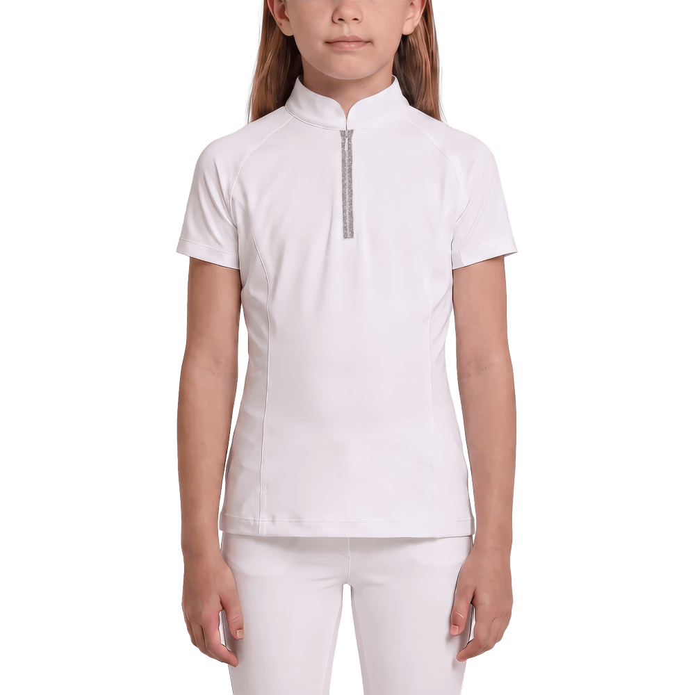 Turniershirt Classic Mädchen kurzarm mit Glitzerreißverschluss