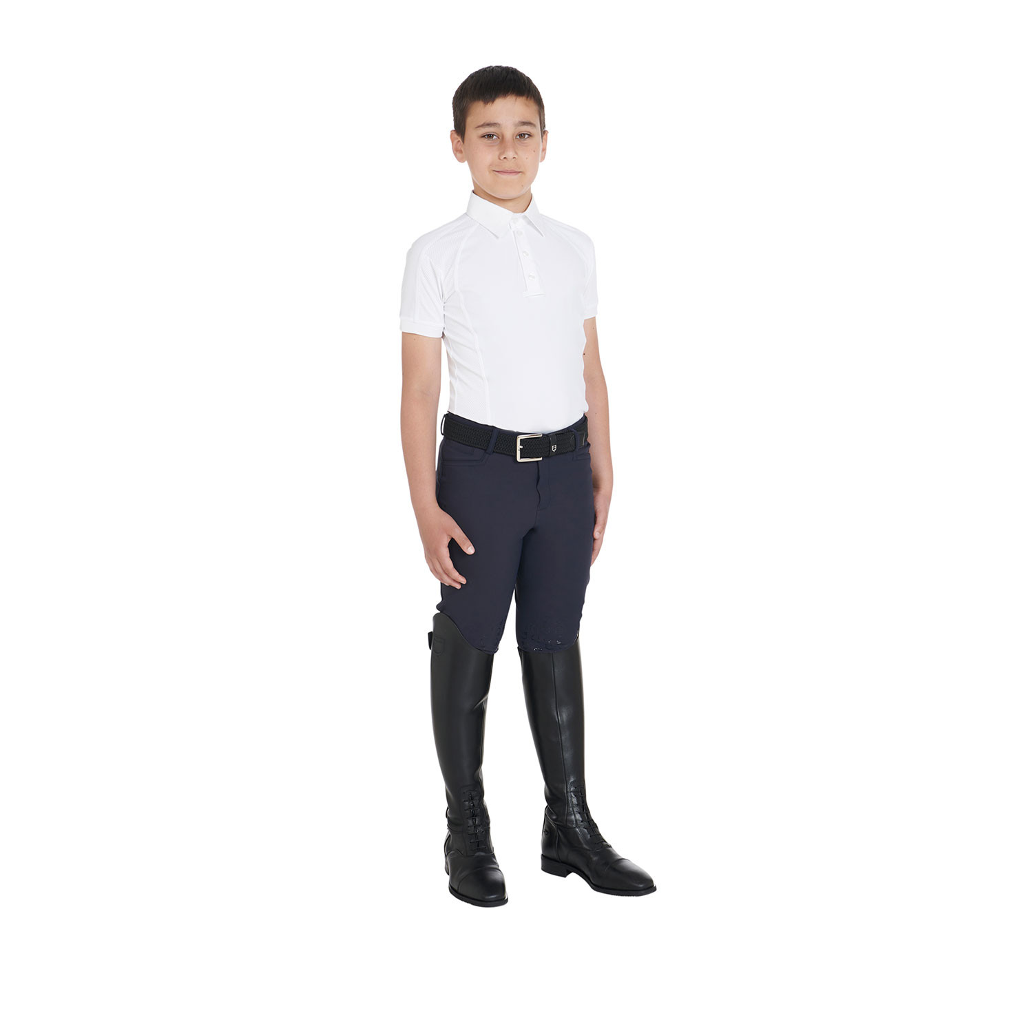 Slim-Fit-Turnierpoloshirt für Jungen mit vier Knöpfen