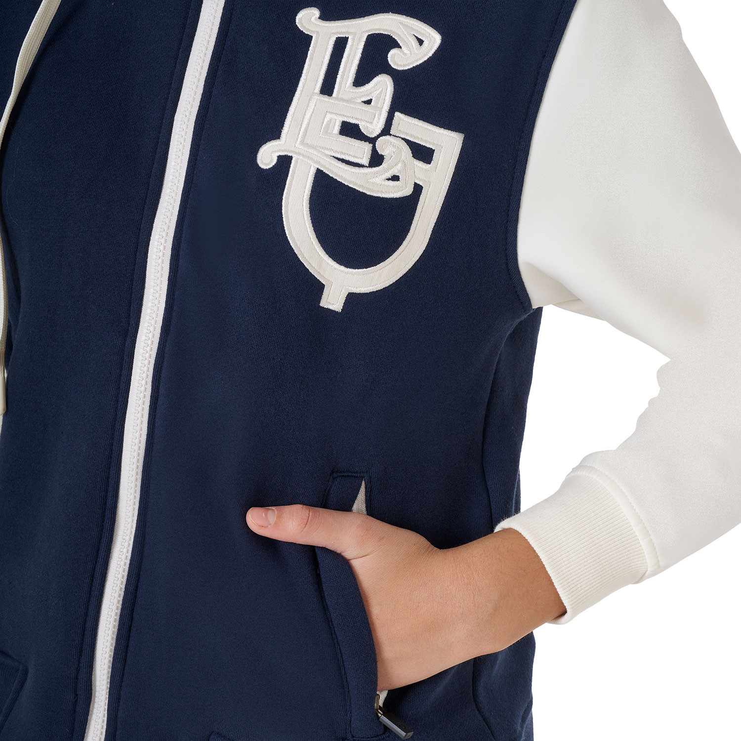 Zweifarbiger EQ-Kapuzenpullover für Mädchen mit Frontreißverschluss
