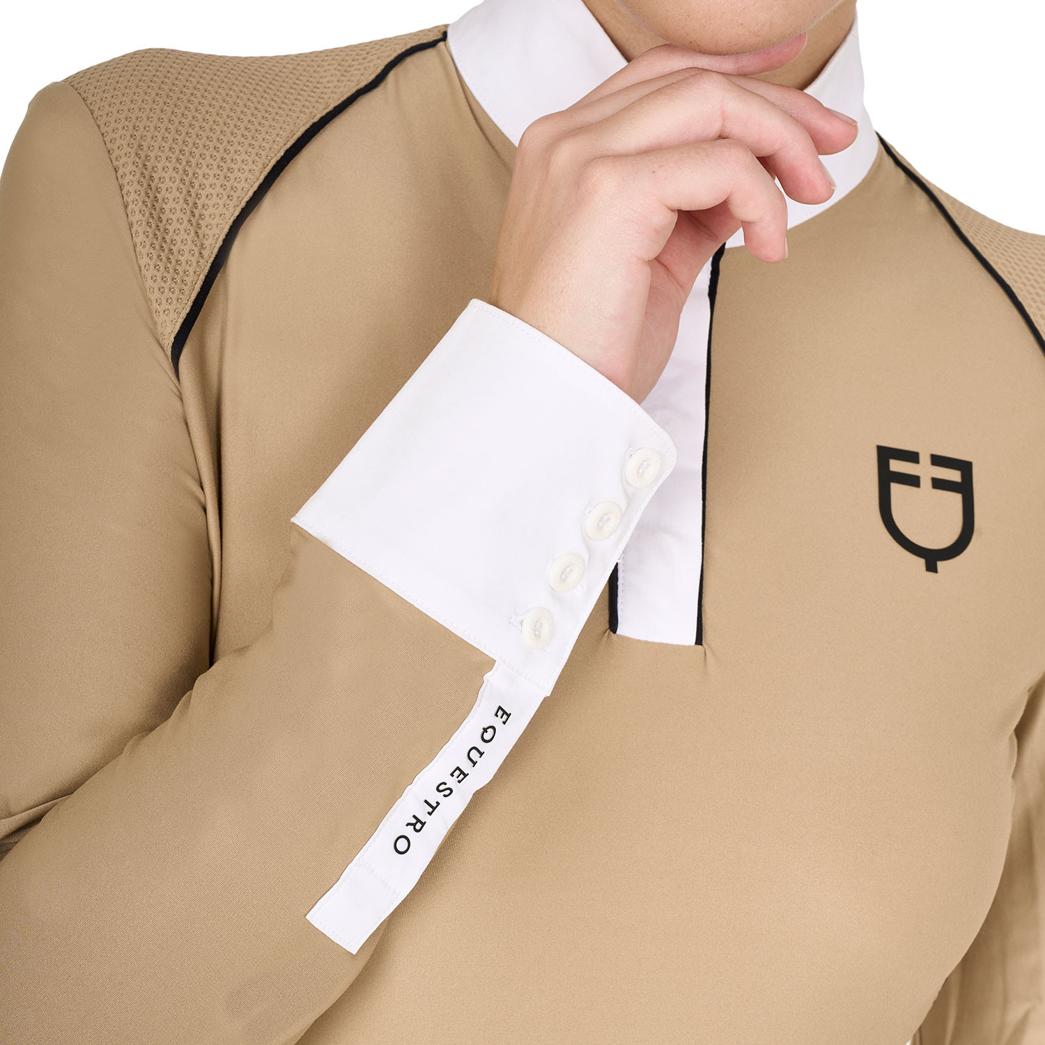 Schmal geschnittenes Damen-Turnierpolo mit Mesh-Einsätzen