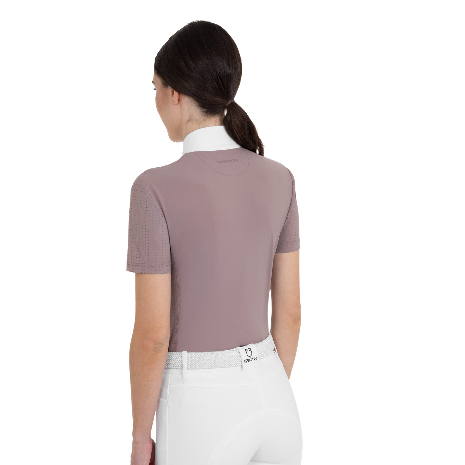 Women's short-sleeved competition polo with mesh inserts