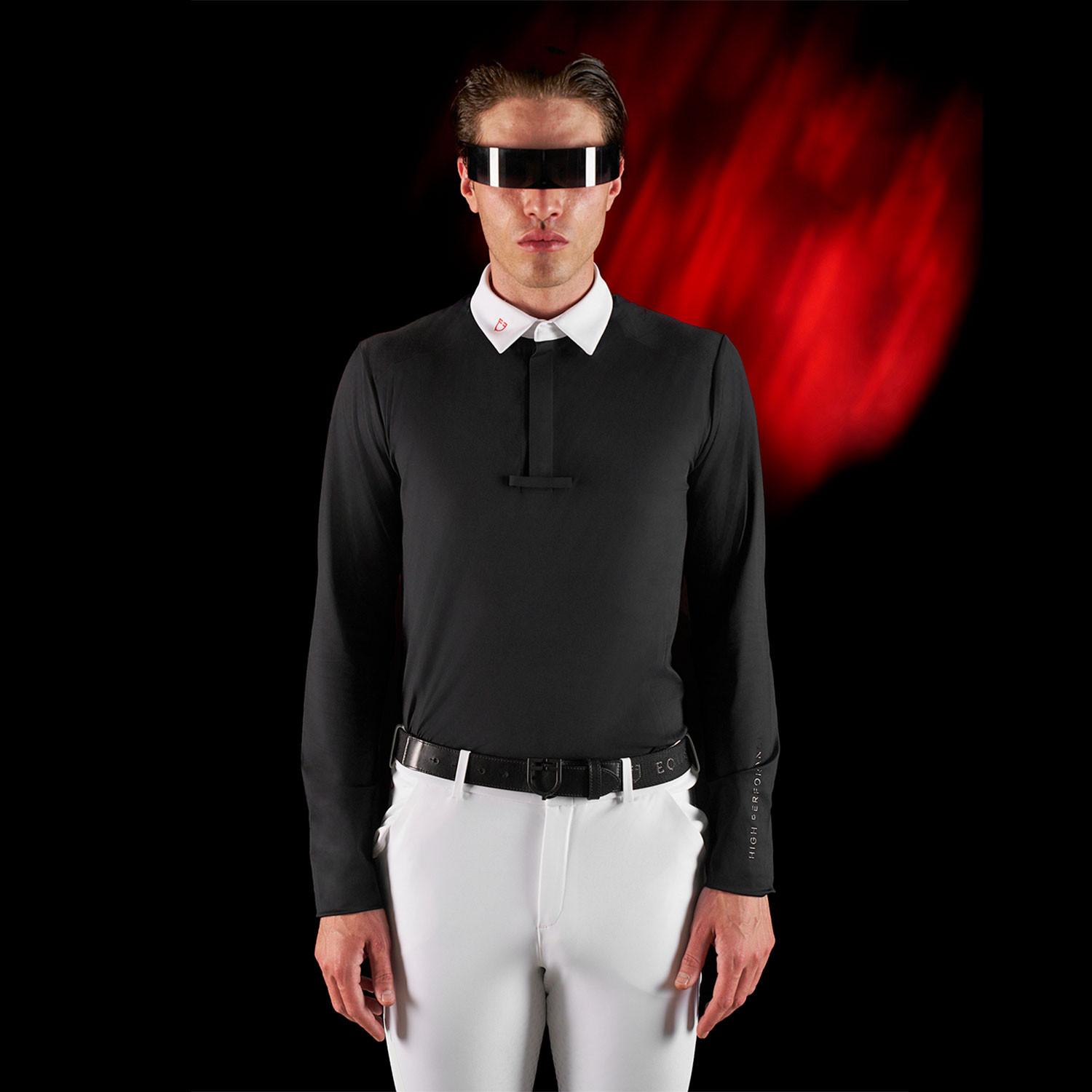 Ridertechnology Herren-Turnierpolo Langarm mit Knöpfen