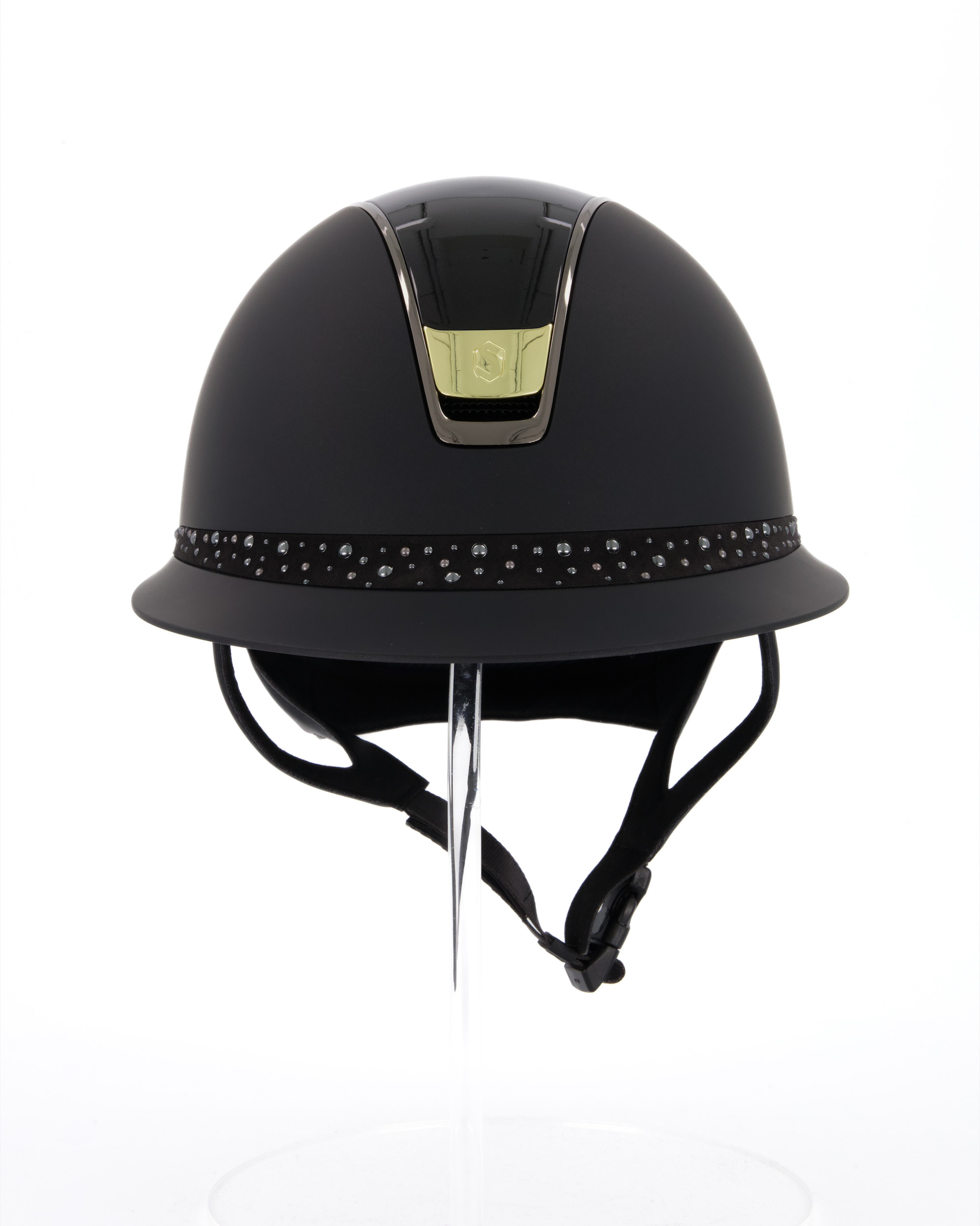 Reithelm 2.0 Miss Shield Shadowmatt black, Top Shadowglossy,Frontal Band Night Pearl, Trim Chrome Black, Blason Chrome Gold