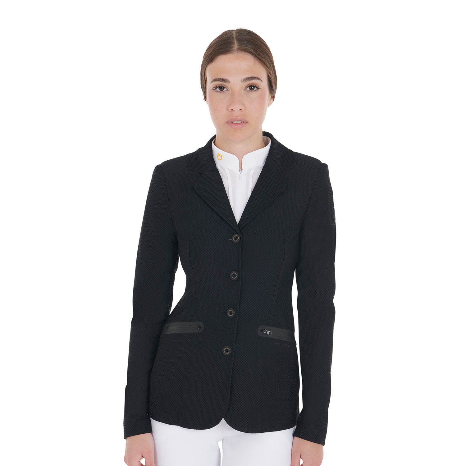 Turnierjacket für Damen mit vier Knöpfen aus perforiertem Stoff