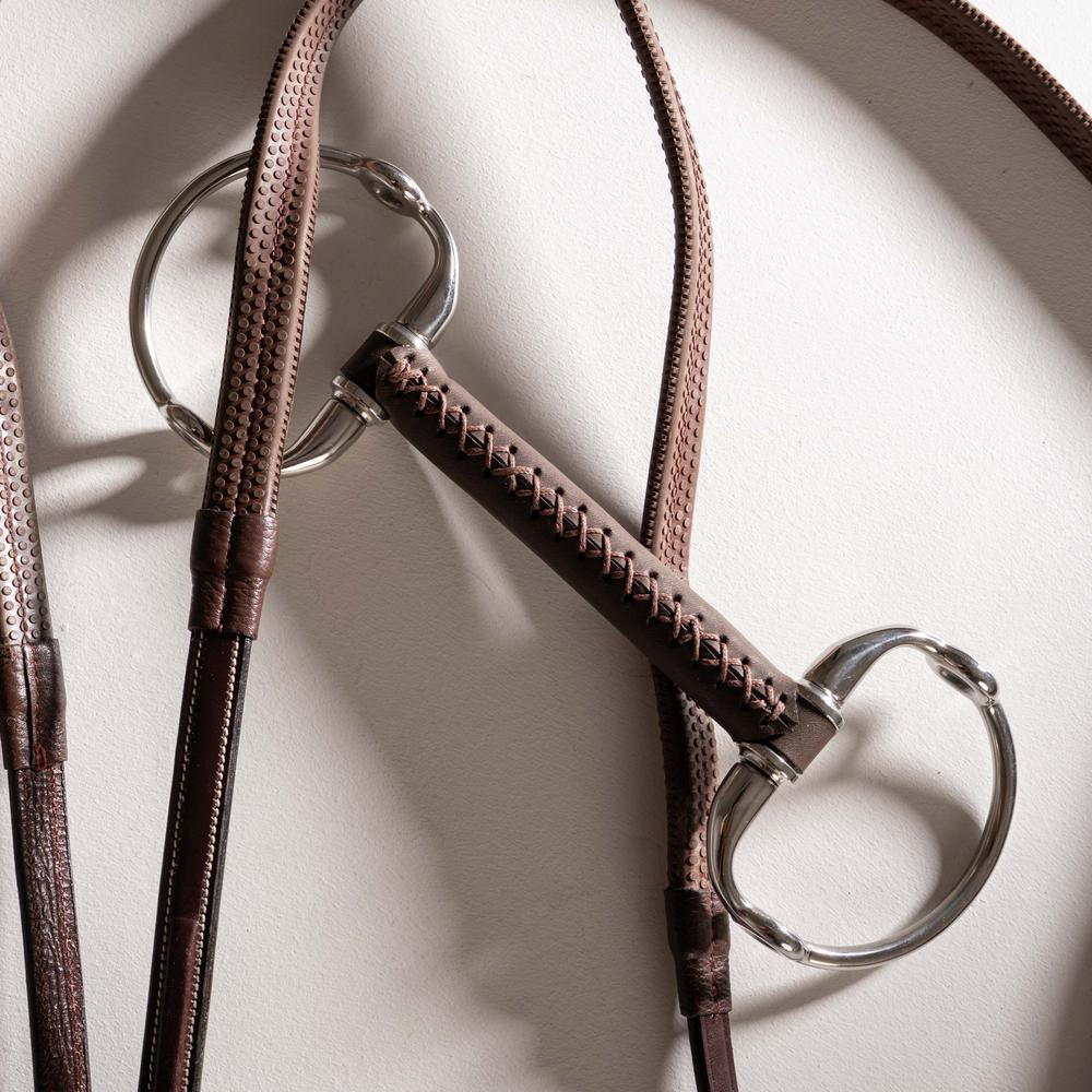 Leder-Gagtrense mit Olivenkopf-Ringen