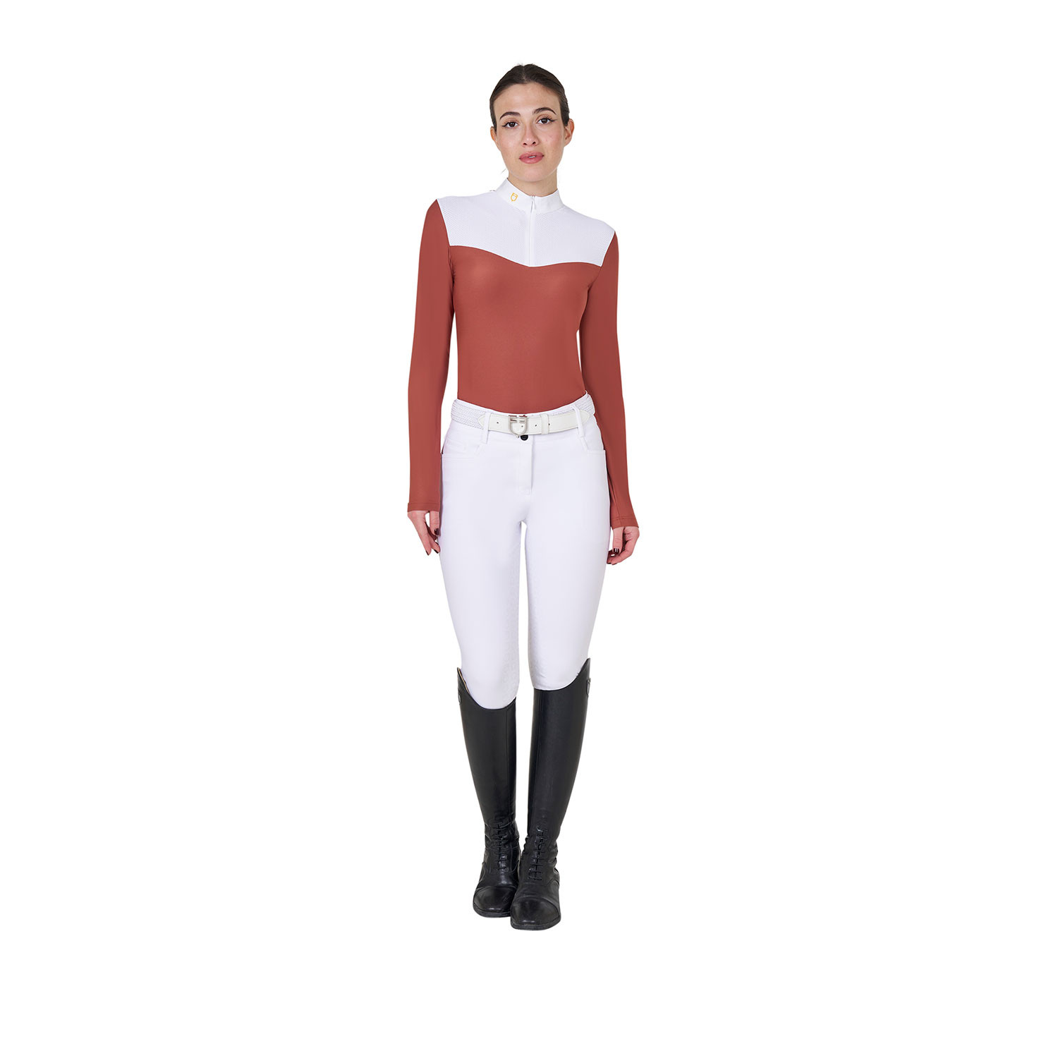 Turnier-Poloshirt für Damen aus technischem Stoff und Mesh