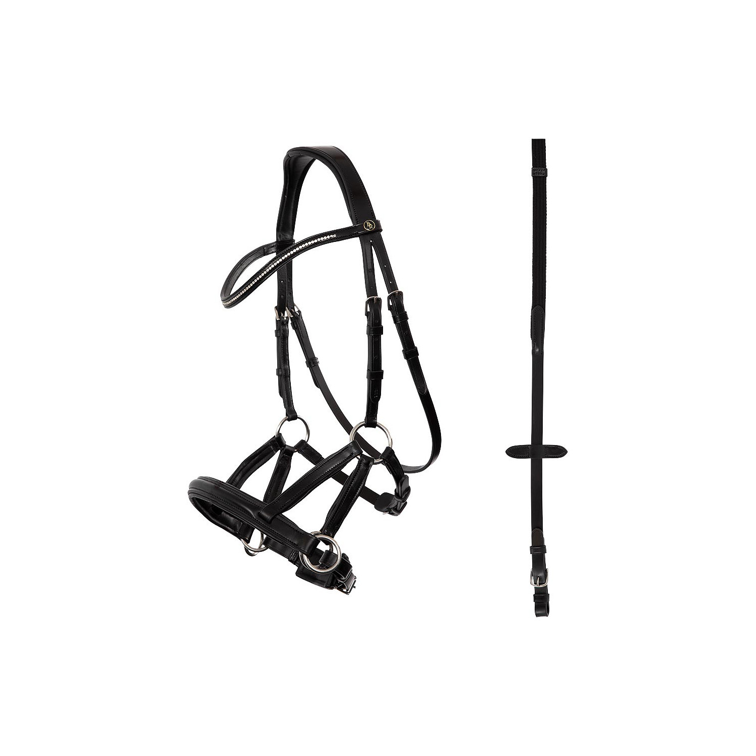 Trensenzaum Lewes side & pull in schwarz/silber